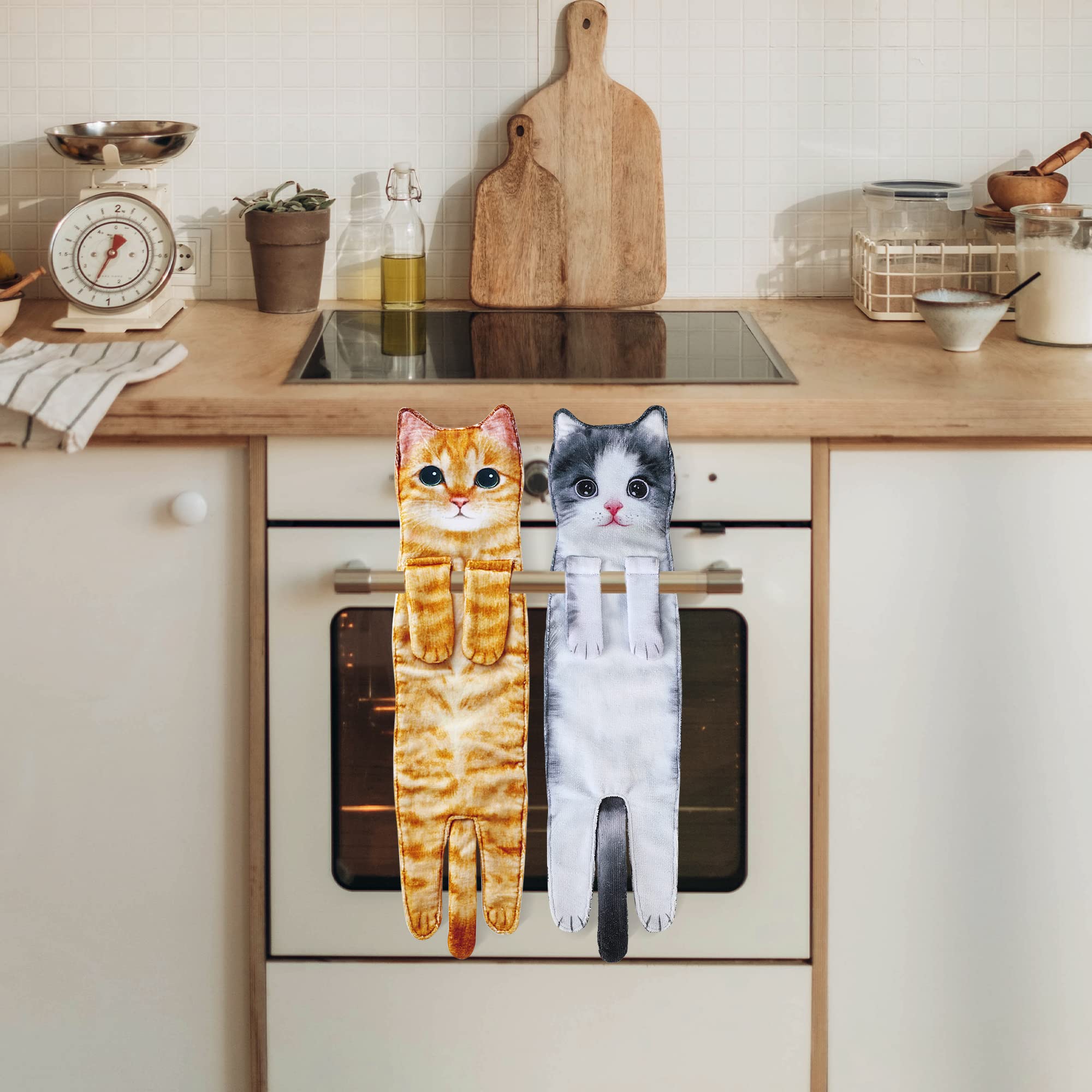 Daisyjoy Cat Funny Hand Towels For Bathroom Kitchen - Cute Decorative Cat Decor Hanging Face Towels- Unique Valentines Day Mothe