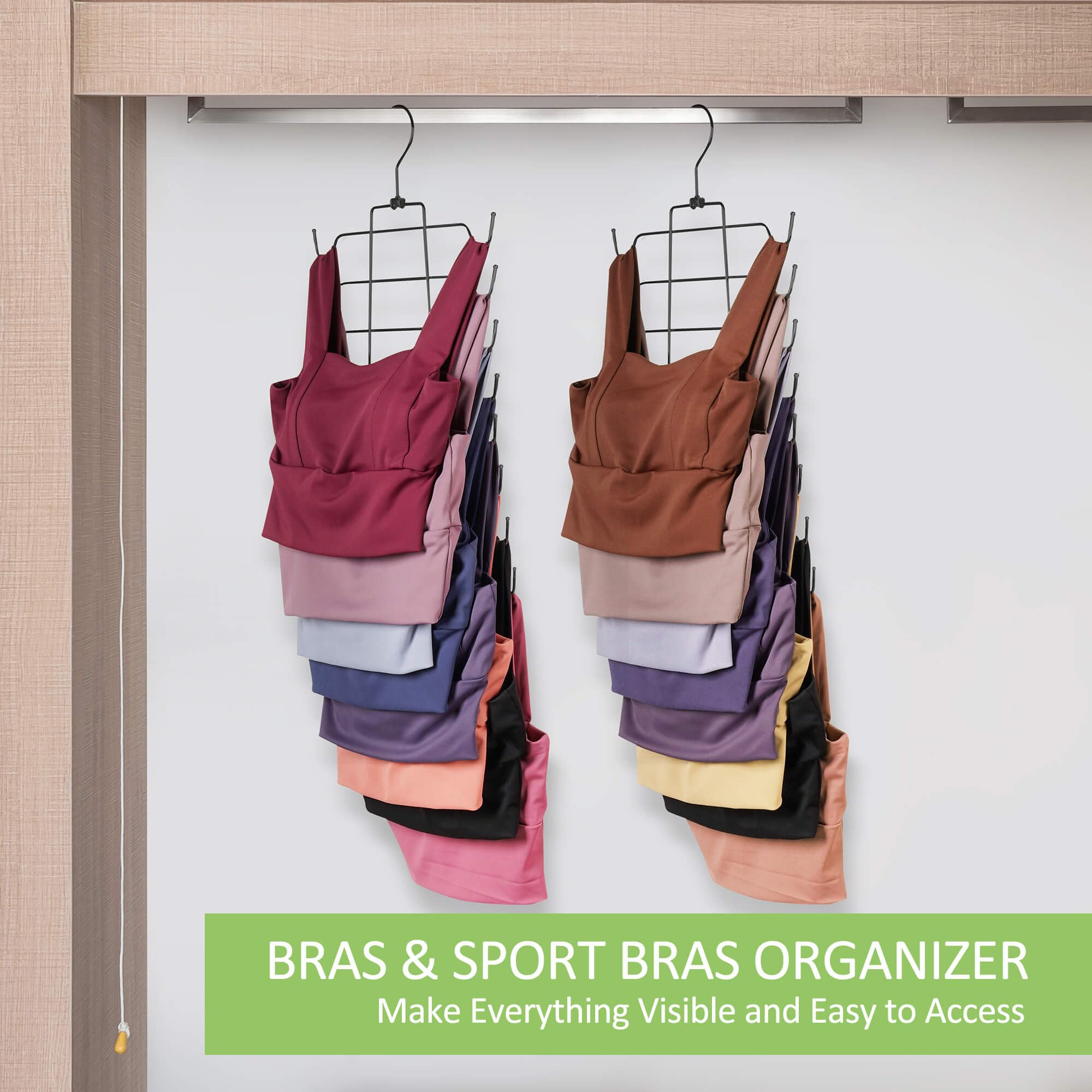 Omhomety Tank Top Hangers, 2 Pack Bra Organizer For Closet, Hanging Closet Organizers And Storage Space Saver Storage For Camiso