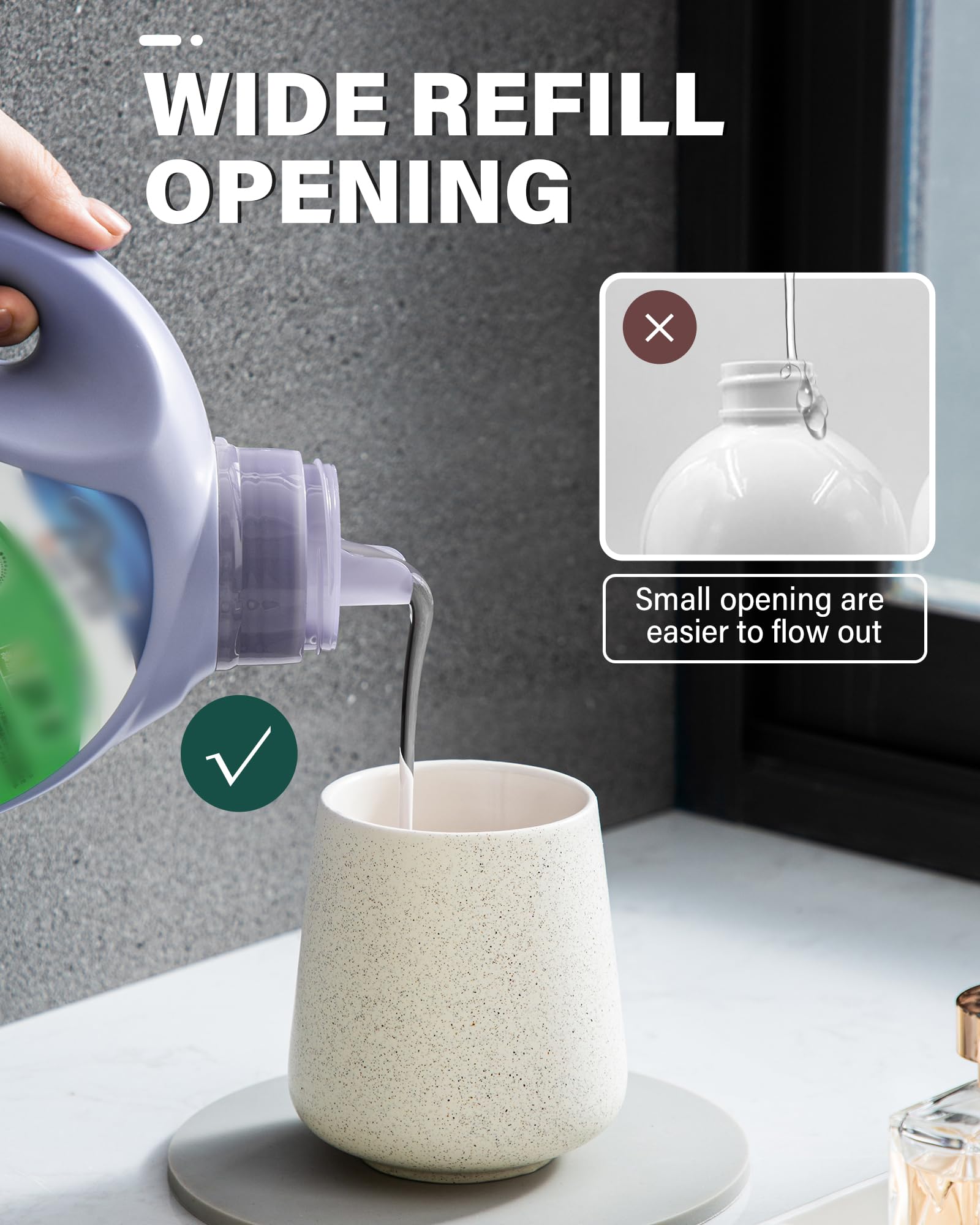 Lareina Soap Dispenser 12 oz- Ceramic Liquid Hand Soap Dispenser with Grey Removable Pump  Refillable Modern Dish Soap Dispenser for Bathroom & Kitchen  Speckled Matte Beige