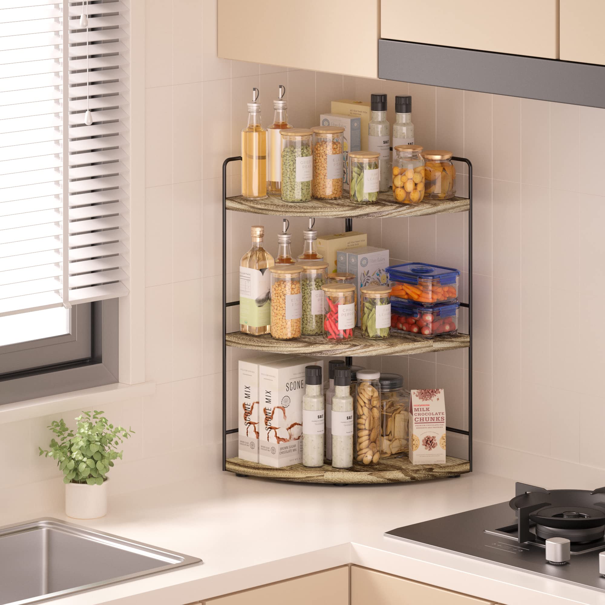 Zgo 3-Tier Bathroom Organizer Countertop, Corner Bathroom Counter Organizer, Makeup Organizer For Vanity Skincare Organizers And