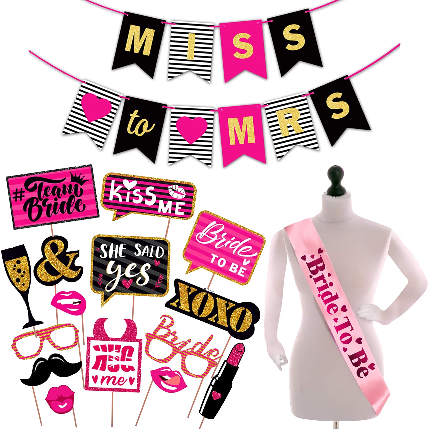 Zyozique Bachelorette Party Decorations / Bachelorette Party Kit  Bride to be Sash, Paper Banner , Photo Booth Props (Pack of 1