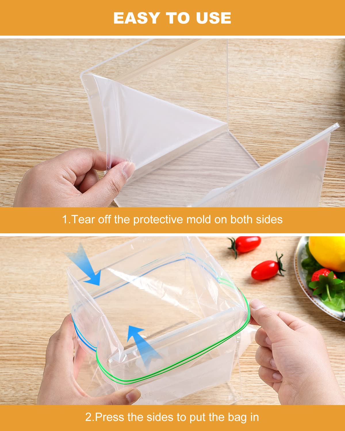 Soguaolo Ziplock Bag Holder,Baggy Rack Holder For Food Prep Bag,Food Storage Bag Stand,Hands-Free To Pour Leftovers,Filling Zip