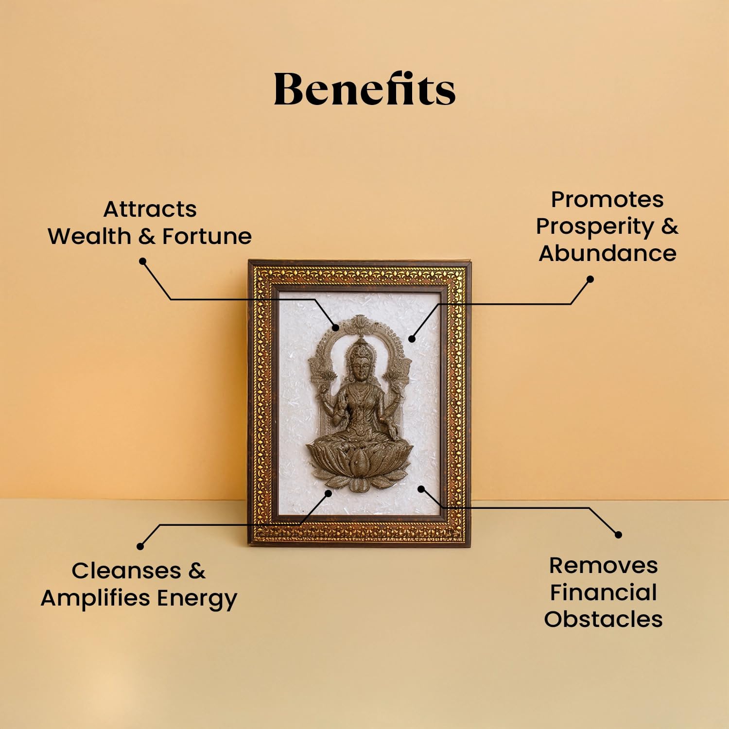 Astrotalk Pyrite Lakshmi Ji on Selenite Frame | Pyrite Stone Brings Money & Abundance | Maa Lakshmi Pooja Decorative Items for Home & Office | Gift for Man & Woman | 19x24x1 cm | 1 Piece
