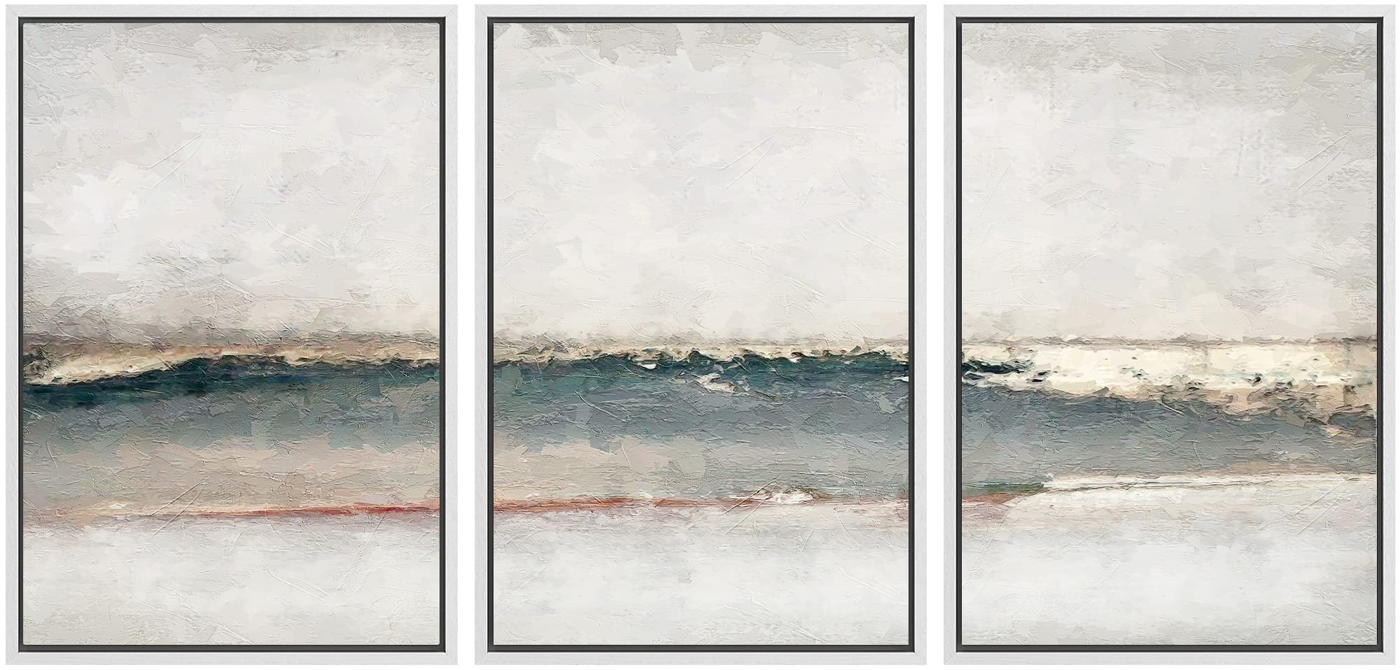 Signwin Framed Canvas Print Wall Art Set Grunge Gold Pastel Landscape Shapes Abstract Illustrations Modern Art Decorative Nordic