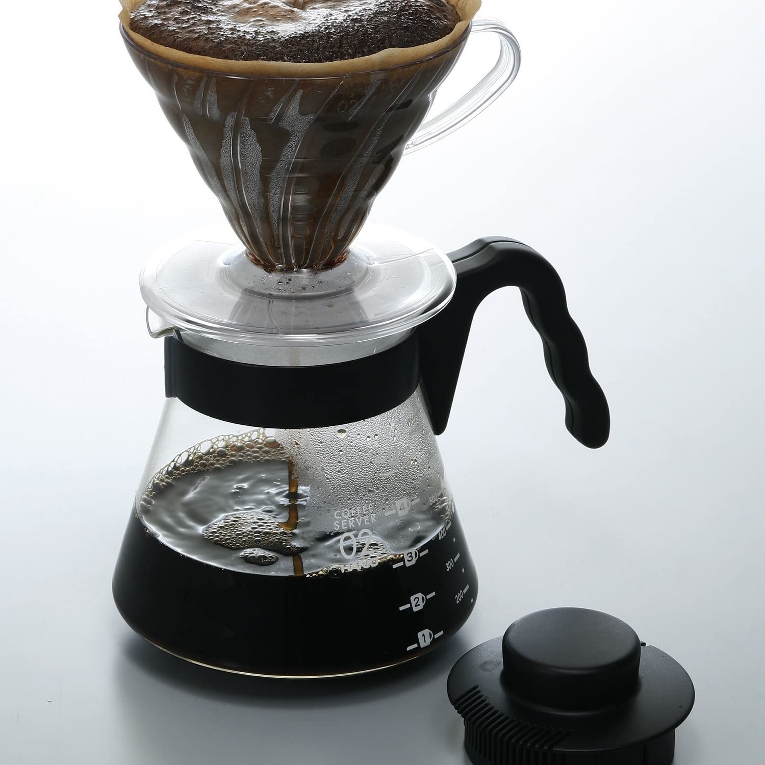 Hario V60 Glass Coffee Server Pour Over Carafe Microwave Safe 700Ml, Black