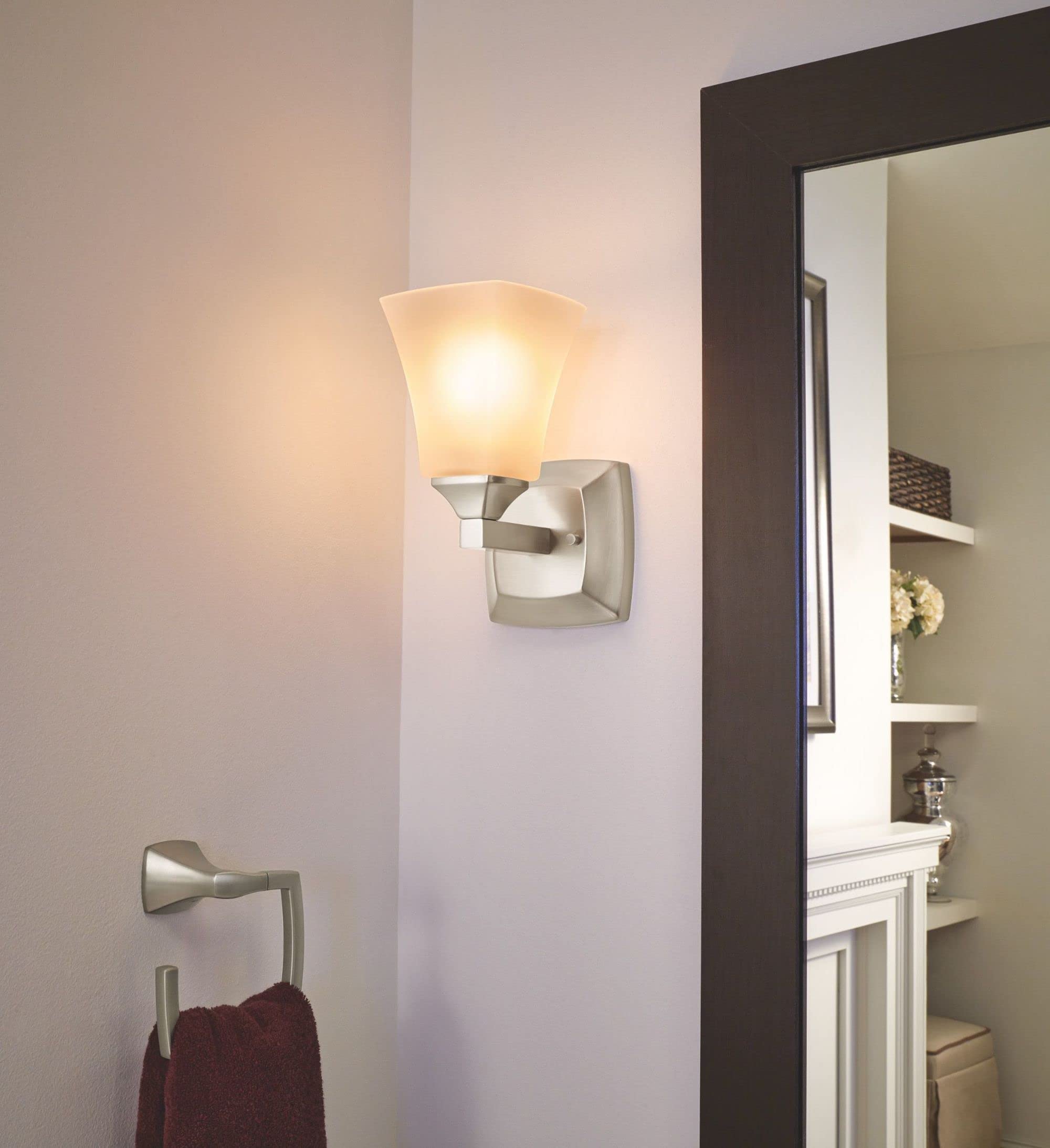 Moen Voss Collection Brushed Nickel Bathroom Hand Towel Ring, Wall Mounted Open Towel Ring, Yb5186Bn