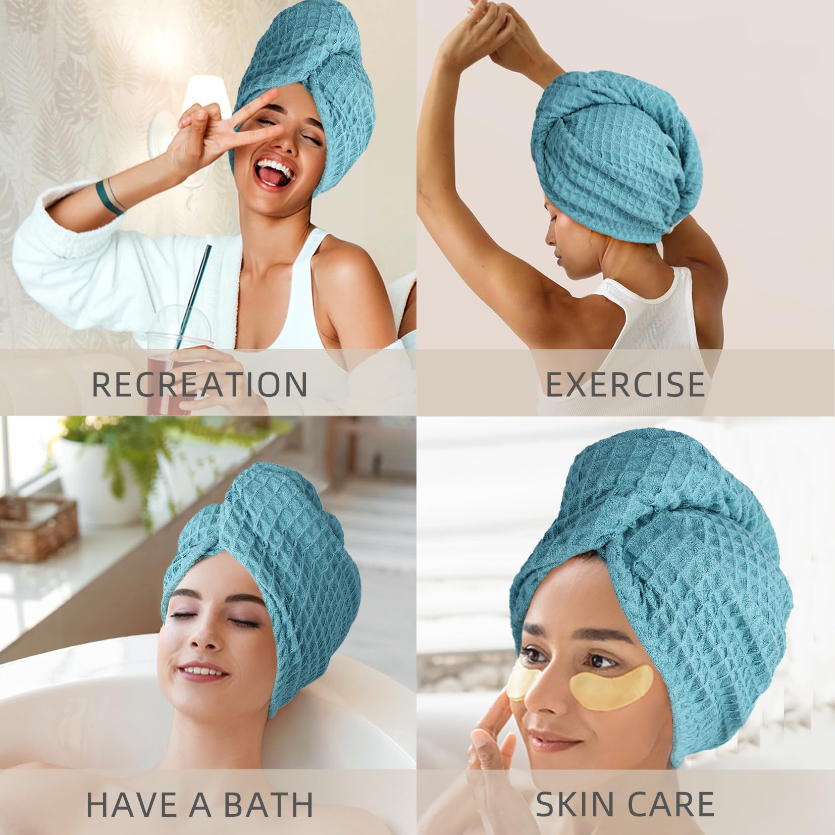 MaopaoBeauty Microfiber Hair Towel Wrap for Women 1Pack Waffle Long Hair Head Towel Wrap Quick Dry Super Absorbent Hair Towel fo