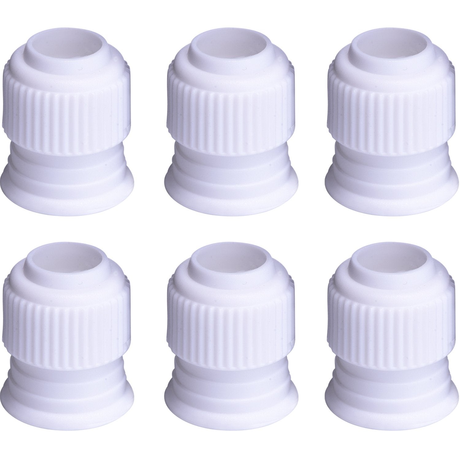 Shappy Plastic Standard Couplers Cake Decorating Coupler Pipe Tip Coupler For Icing Nozzles, White (6 Pack)