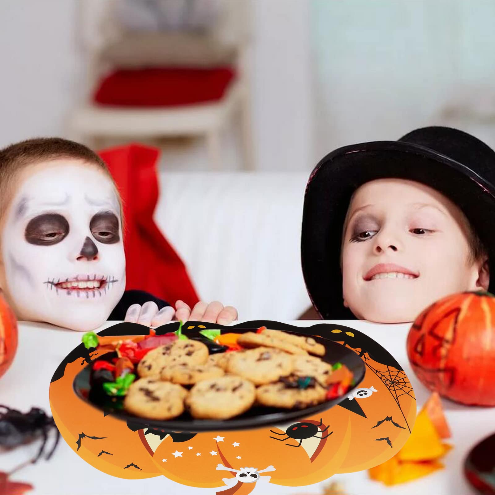 6Pcs Halloween Placemats, Creative Pumpkin Shape Place Mats, Happy Halloween Witch Ghost Vampire Table Mats, Waterproof Pvc Dini