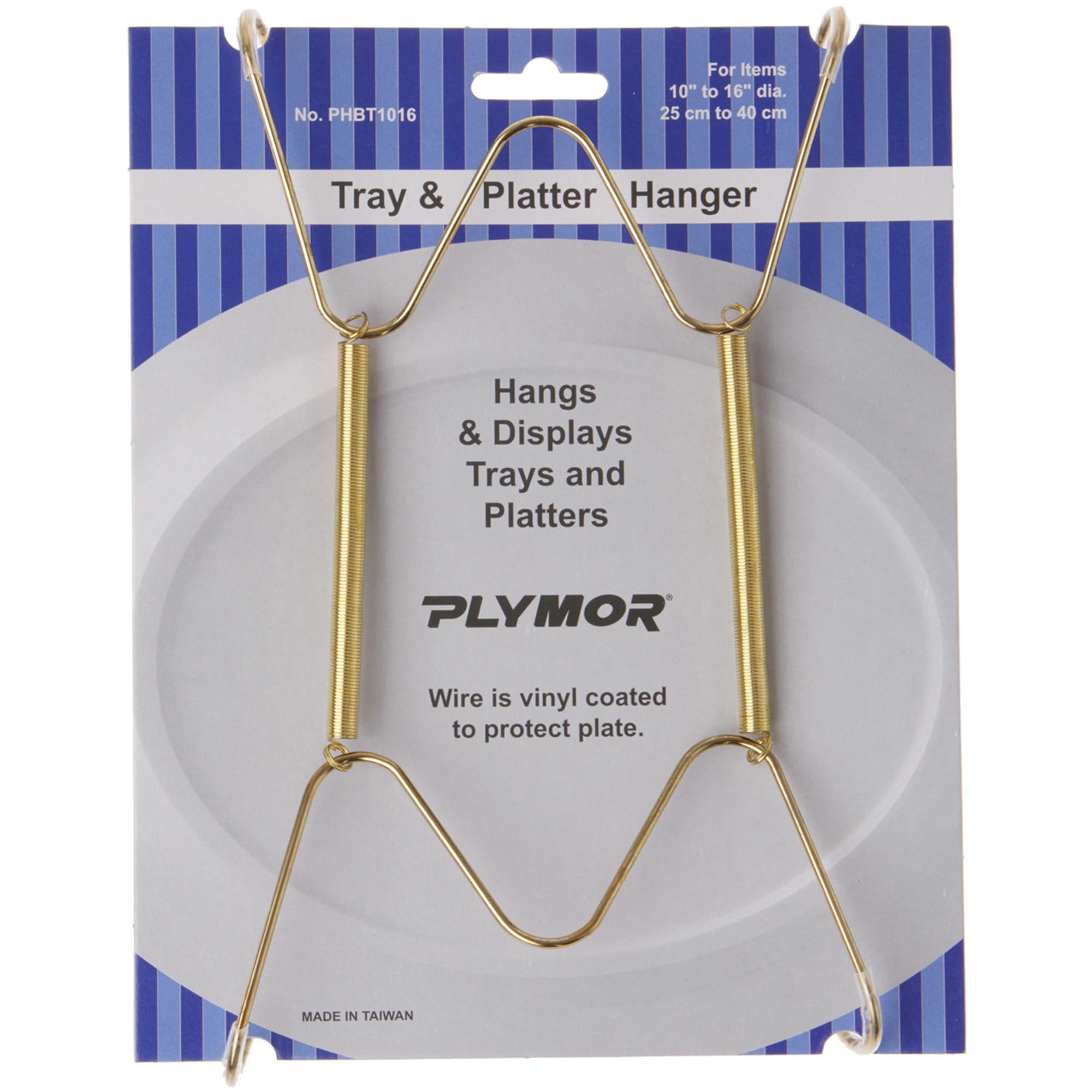 Plymor Gold Finish Wall Mountable Tray And Platter Hanger, 8.25'' H X 4.75'' W X 0.875'' D (For Trays Or Platters 10'' - 16'')