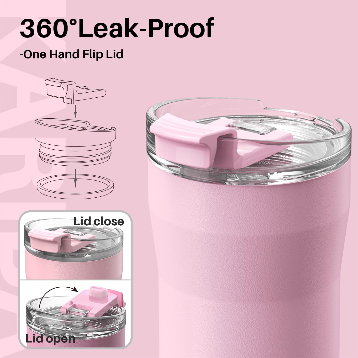 Santeco Travel Coffee Mug 12 Oz, Insulated Coffee Cups With Flip Lid, Stainless Steel Coffee Mugs Spill Proof, Double Wall Vacuu