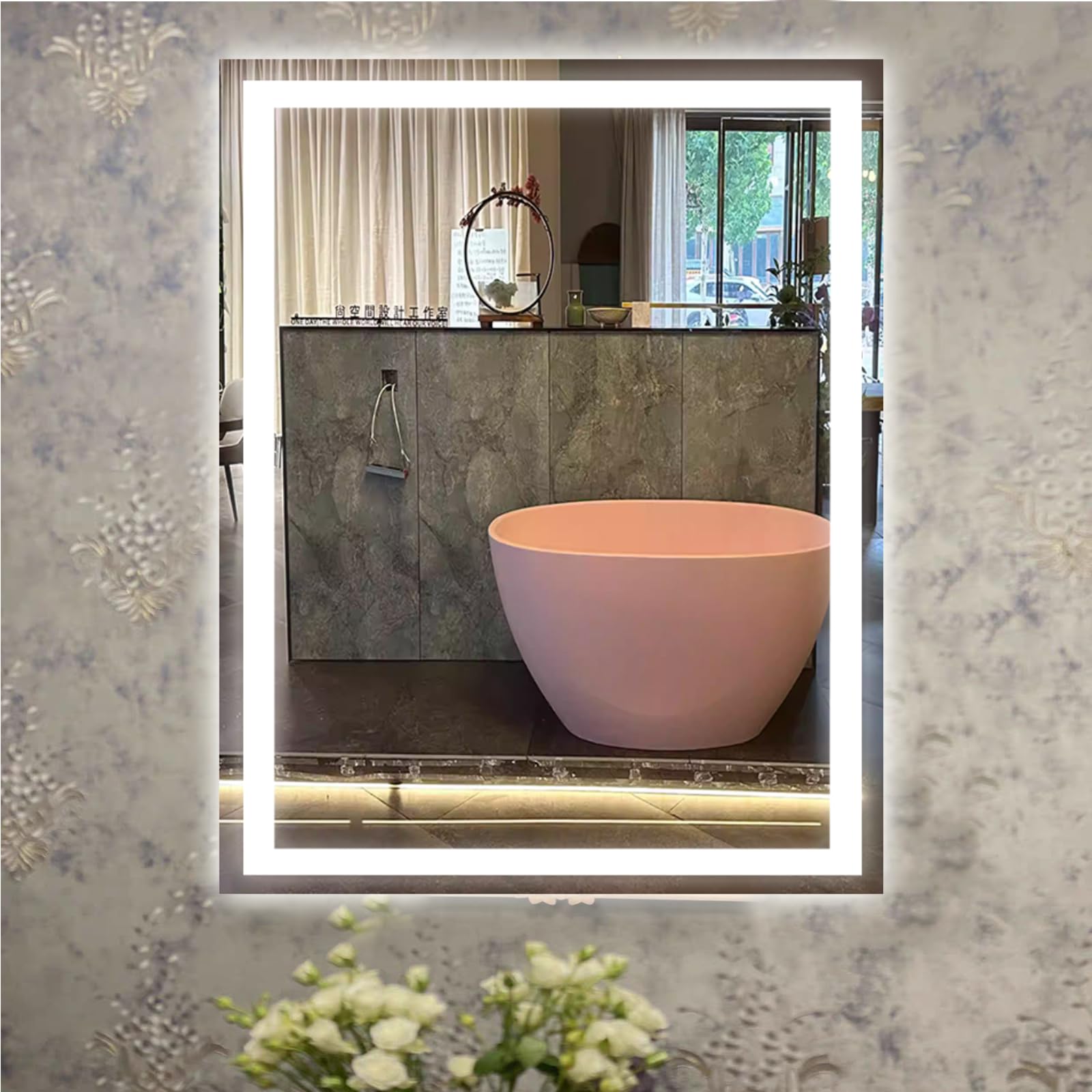cxxsom 32x24 LED Bathroom Mirror with Lights LED Mirror for Bathroom Smart Vanity Makeup Mirror,Anti-Fog,Stepless Dimmable with