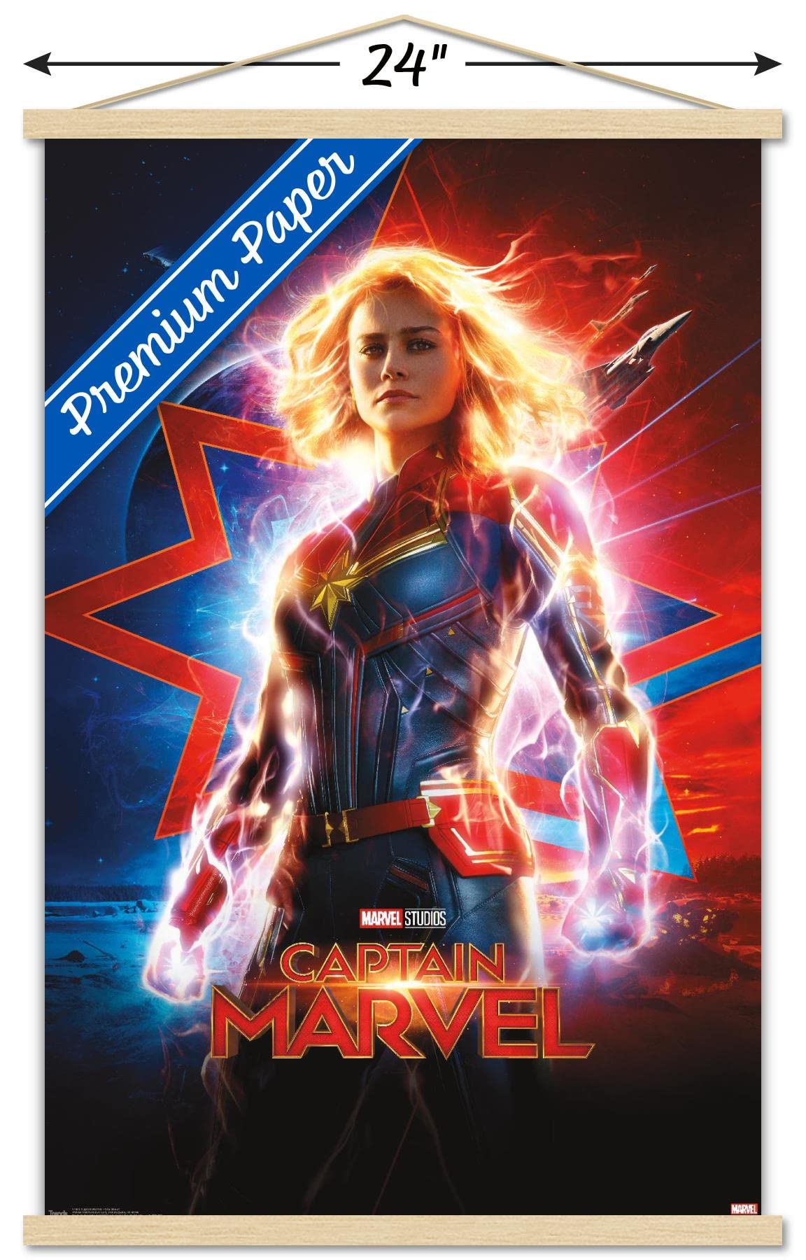 Trends International Marvel Cinematic Universe - Captain Marvel - One Sheet Wall Poster, 22.375'' X 34'', Premium Print And Beec