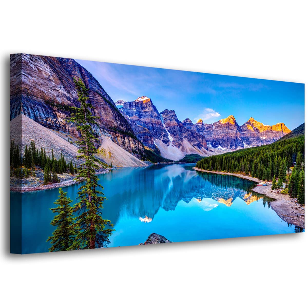 Wall Art Lake Mountain Landscape Picture Print Canvas Wall Art Modern Giclee Artwork Home Decor Stretched And Framed Ready To Ha