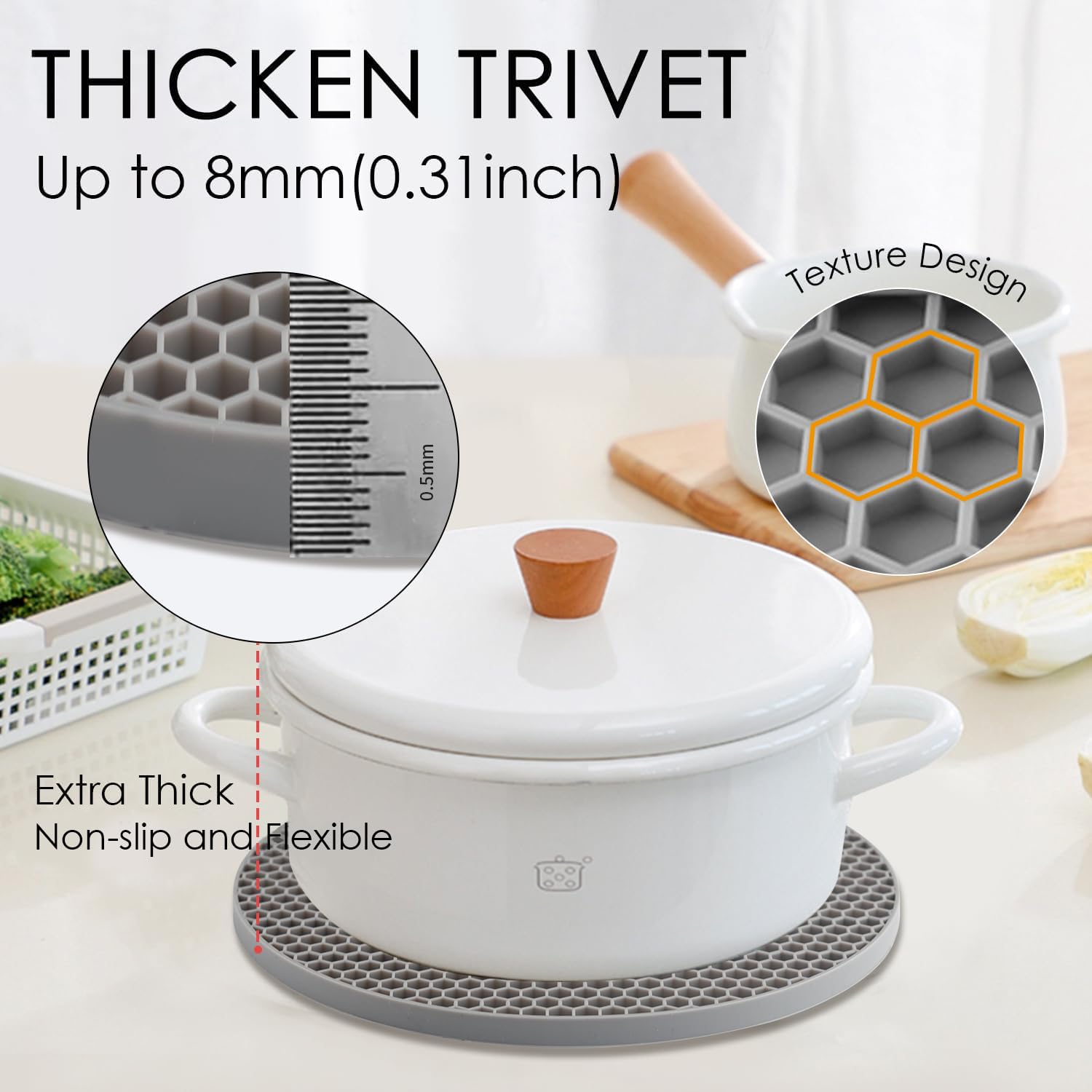 Silicone Trivet Mats, Silicone Pot Holders For Hot Pots And Pans, Heat Resistant Counter Mats For Tables, Countertops, Spoon Res