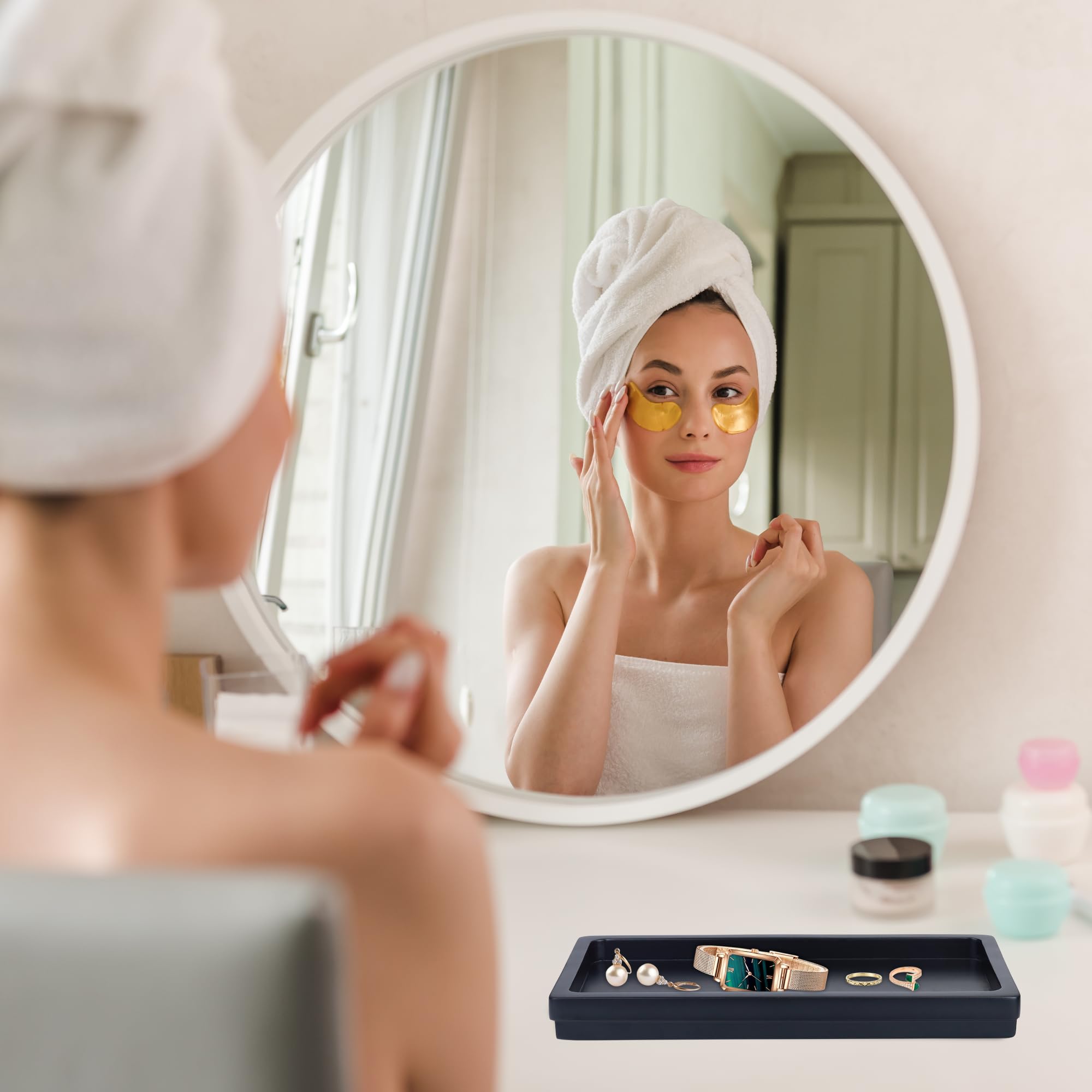 Acacia Wood Decorative Vanity Tray - 11.8 X 5.9 Inches Suitable For Countertop Bathroom Sink Dresser Toilet Tank - Modern Decor