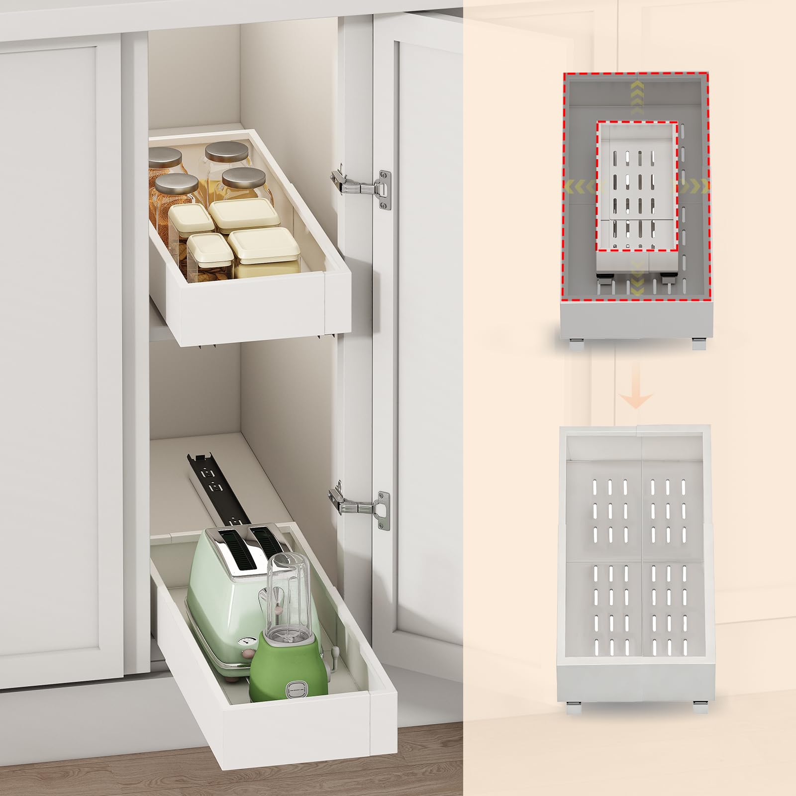 Fokyfok 2Pc Pull out Cabinet Organizer,711W,1724D,Expandable
