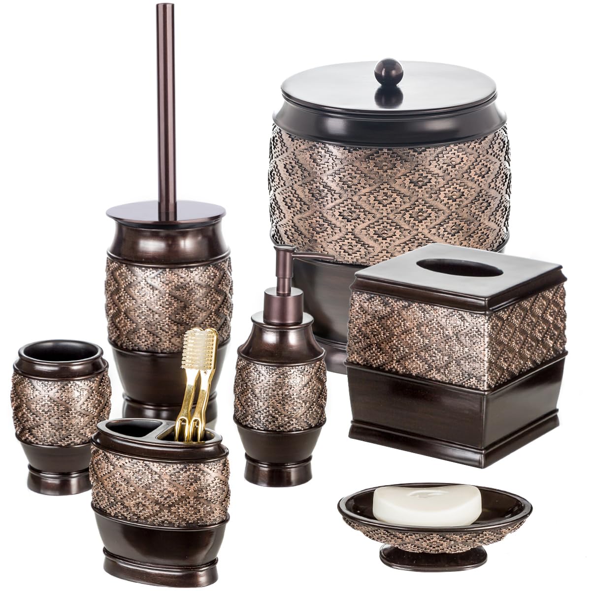 Creative Scents Brown Soap Dispenser For Bathroom - Decorative Lotion Dispenser With Durable Matching Pump For Countertop - Mode