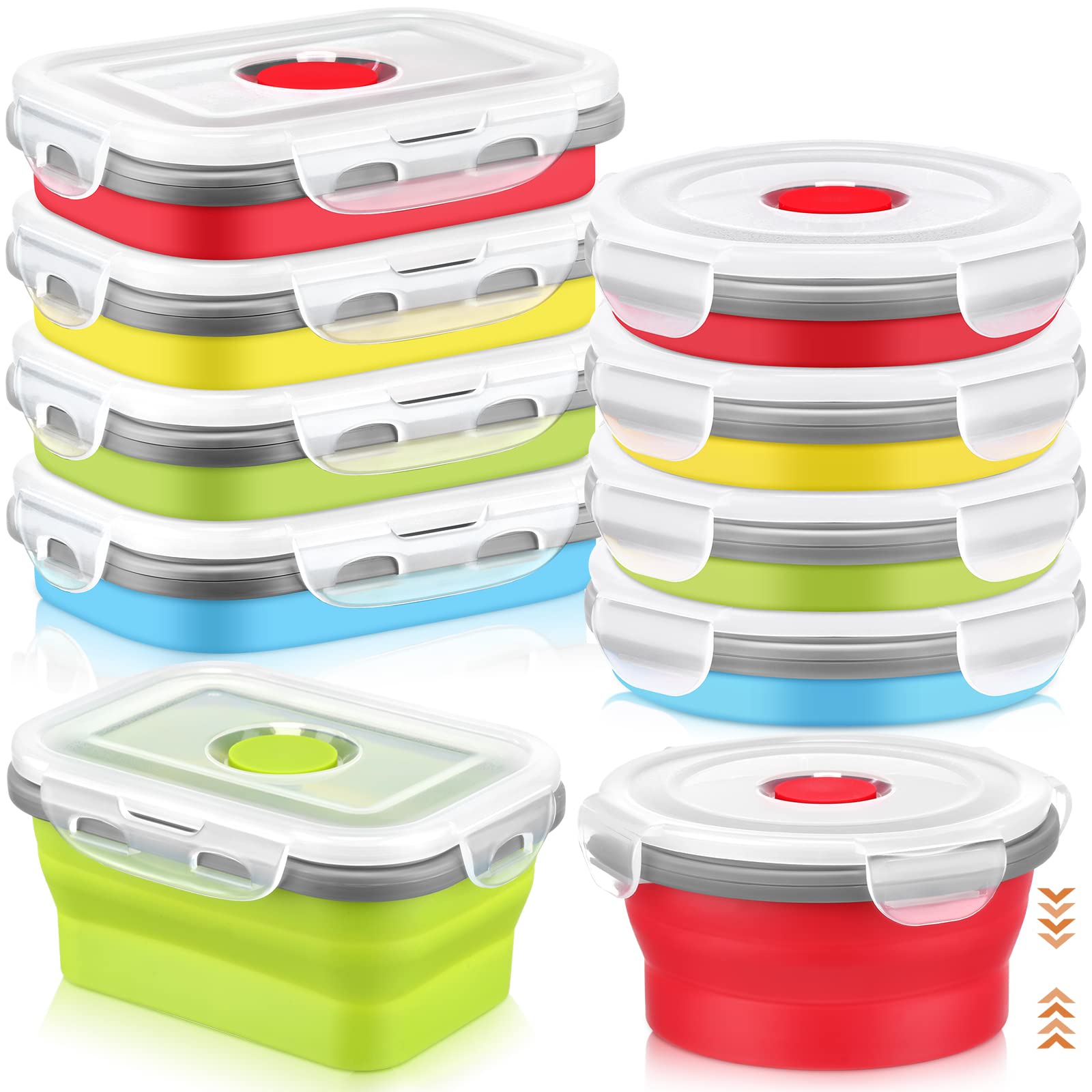 8 Pcs Small Silicone Collapsible Food Storage Containers With Airtight Lids Stacking Silicone Meal Prep Lunch Containers For Kit