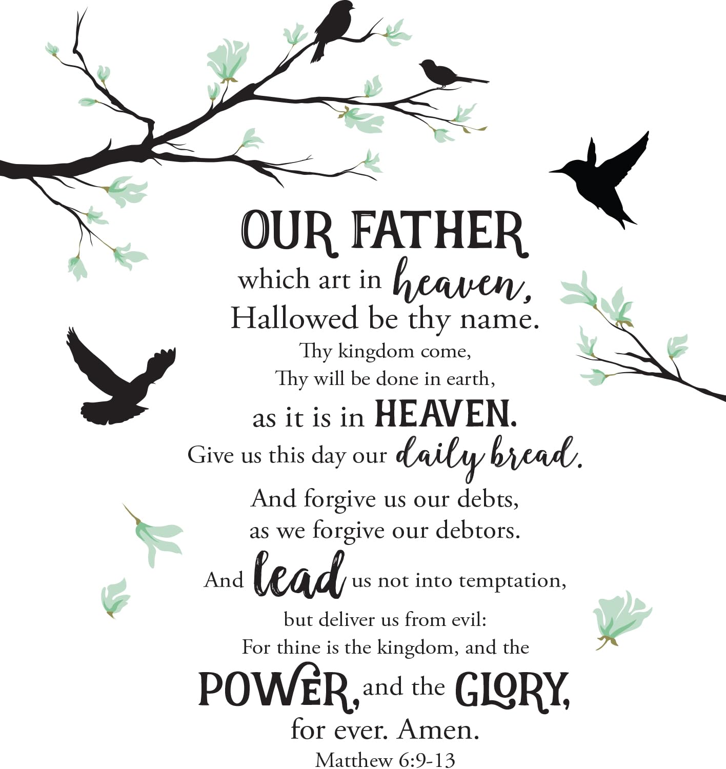 African American Expressions The Lord'S Prayer Peel And Stick Wall Art Decal - Inspirational Home Decor - Adhesive And Reusable