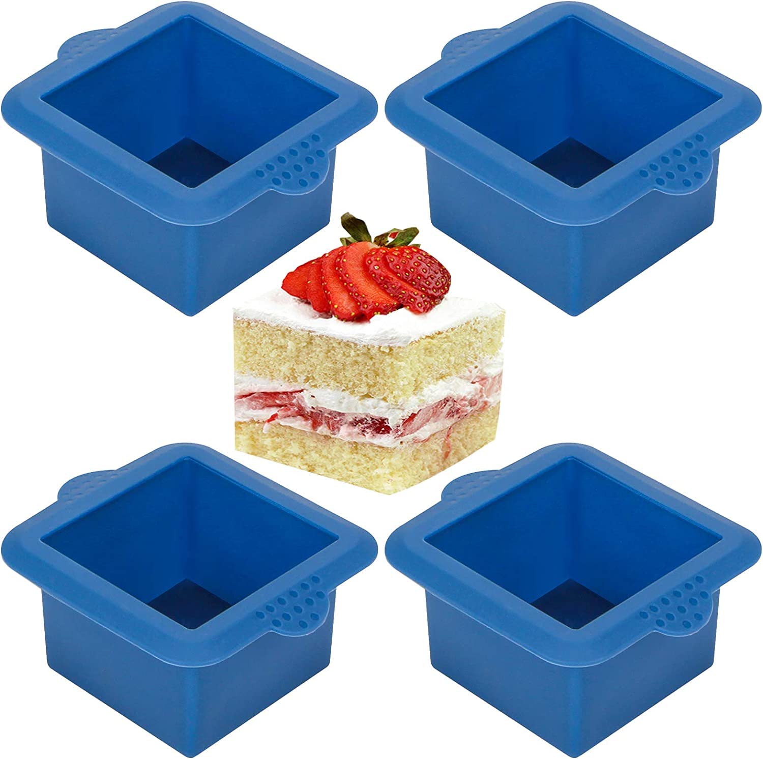 Webake Silicone Square Mold 3X3 Inch Mini Cake Pan For Individual Portion Baking Molds For Pastry, Ice Cube, Jelly, Soap, Candle