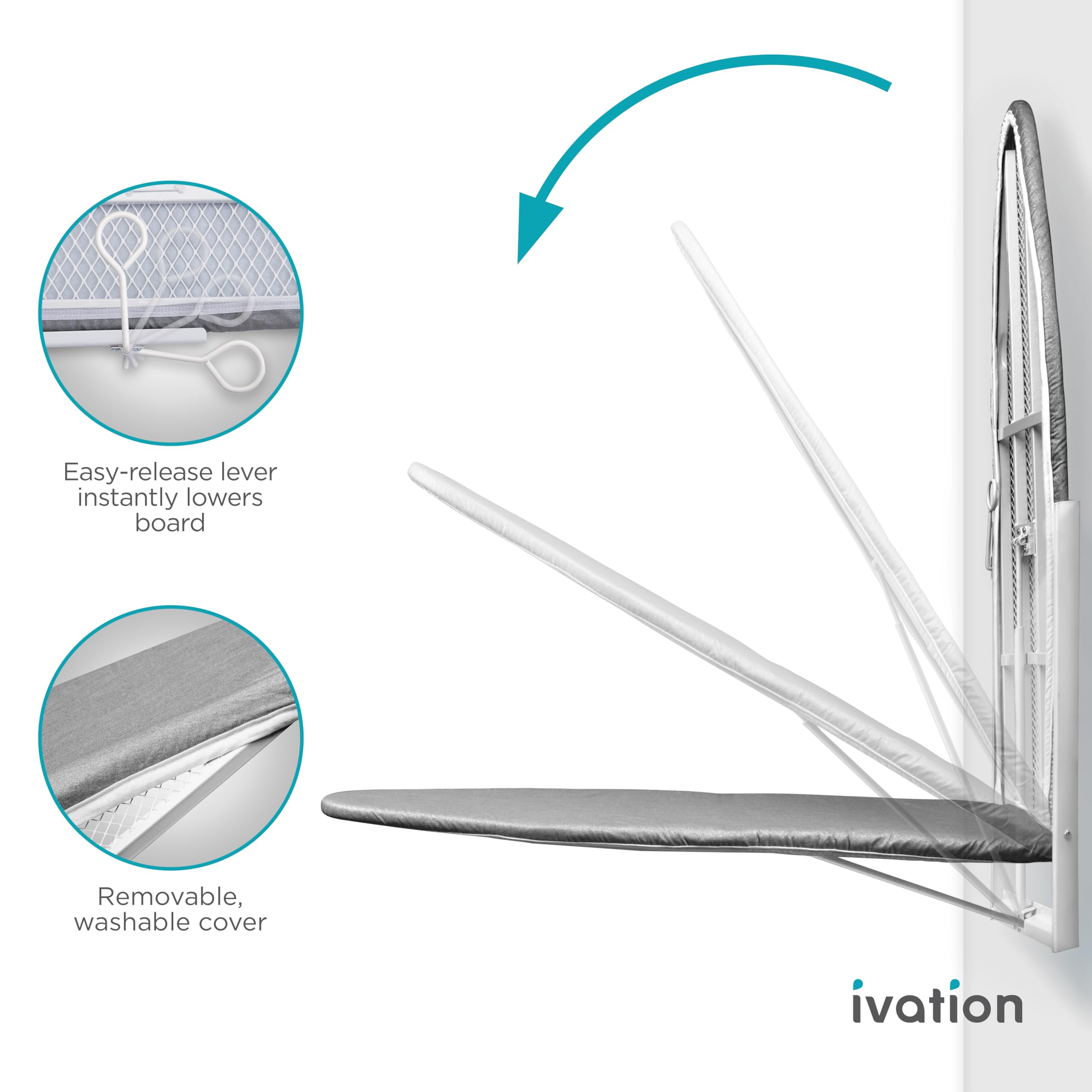 Ivation Wall-Mounted Ironing Board | Foldable 36.2    X 12.2    Ironing Station For Home, Apartment & Small Spaces | Sturdy Fold