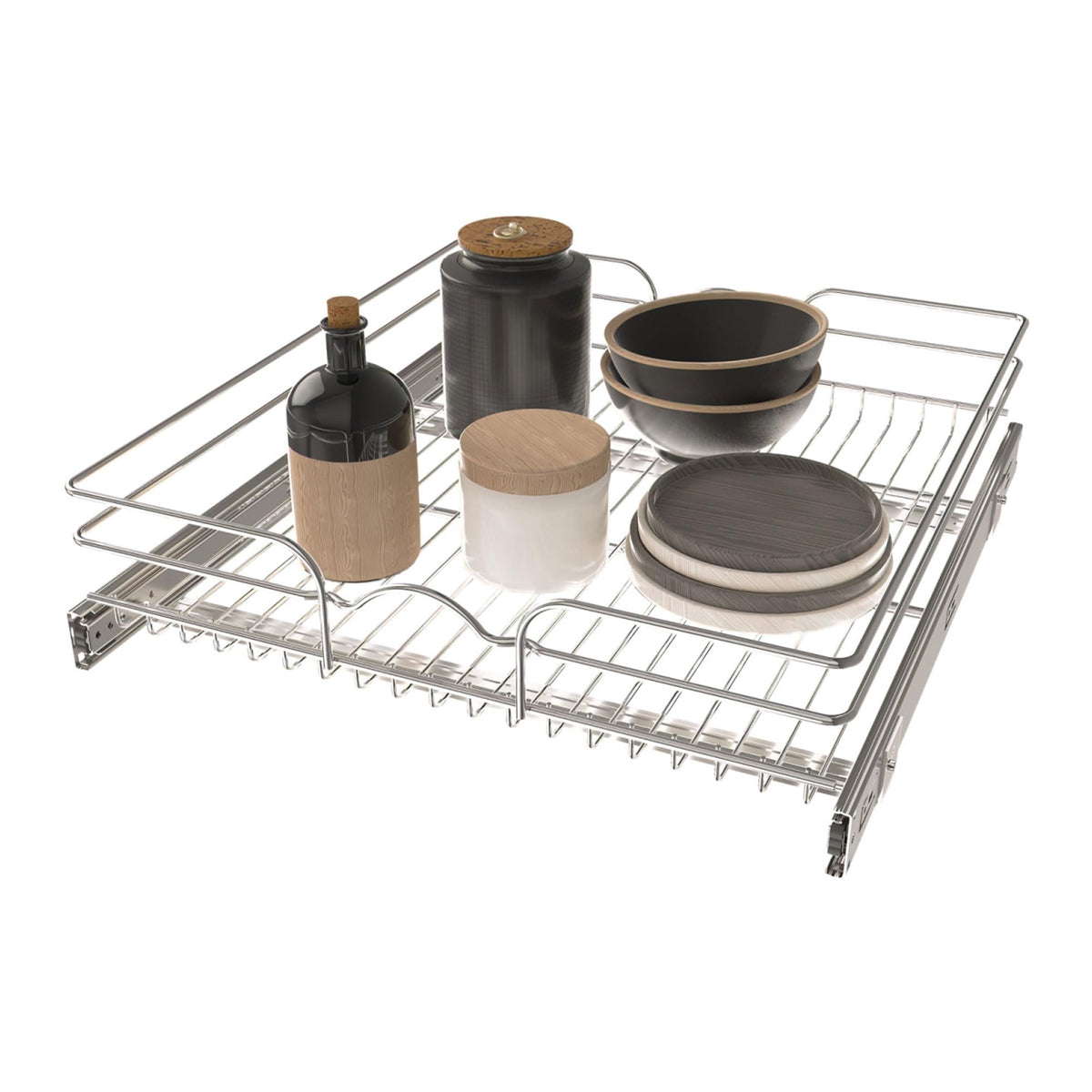 Rev-A-Shelf Kitchen Cabinet Pullout Shelf And Drawer Organizer Slide Out Pantry Storage Basket In Multiple Sizes, 21 X 22 In, 5W
