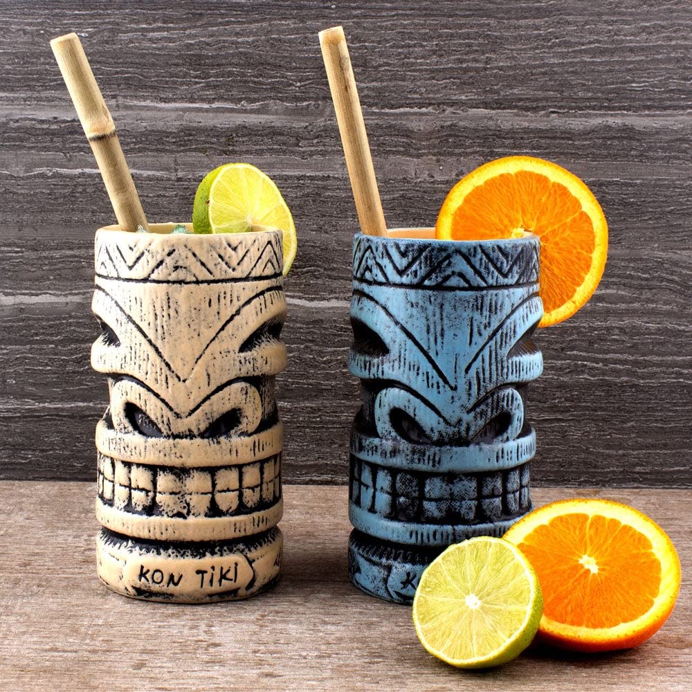 Barconic Tiki Mugs - Kon Tiki Design - Set Of 2