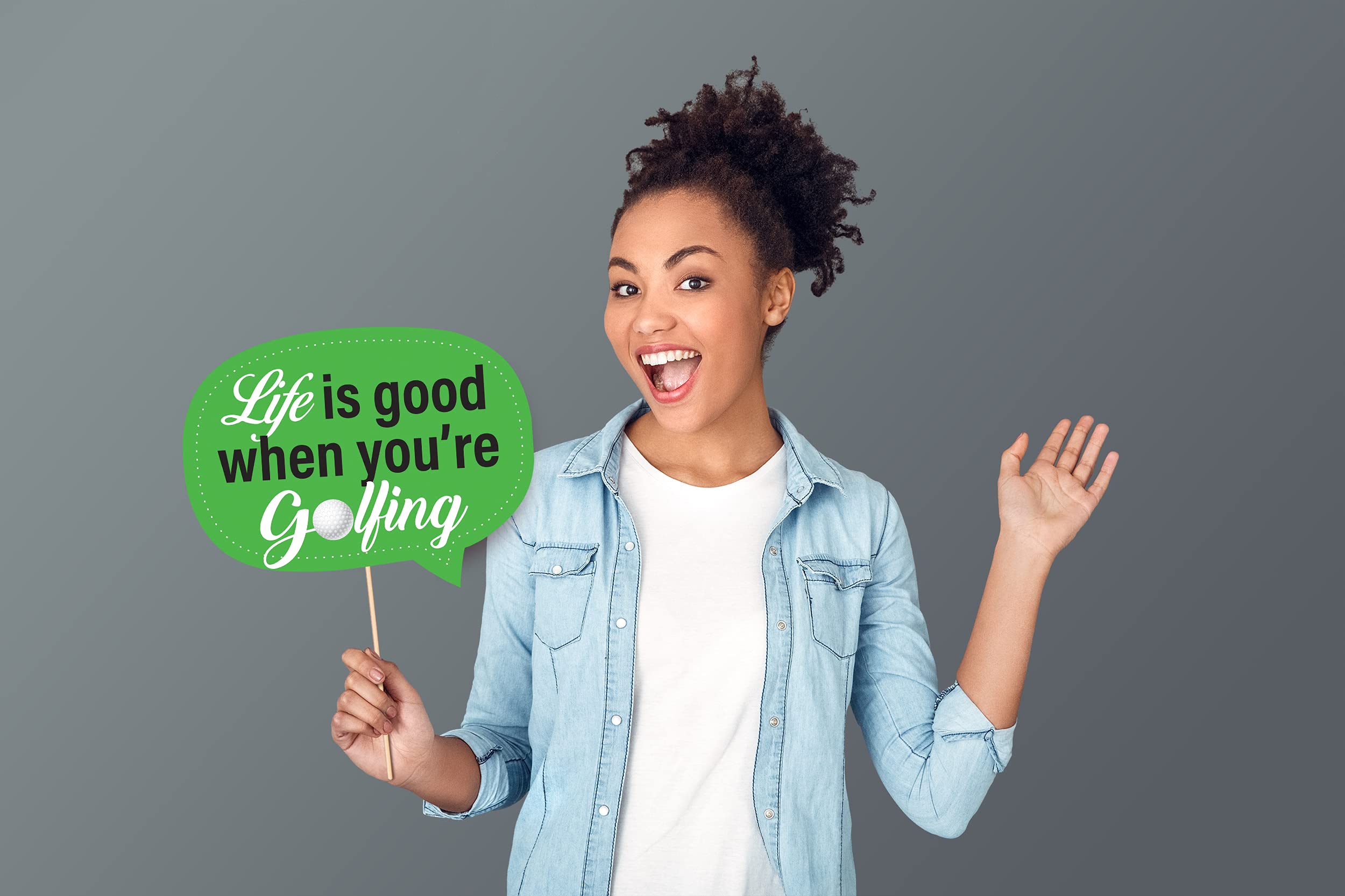 Golf Themed Photo Booth Props - Golf Party Decorations - Funny Photography Supplies - Selfie Props With Sticks - 10Pcs