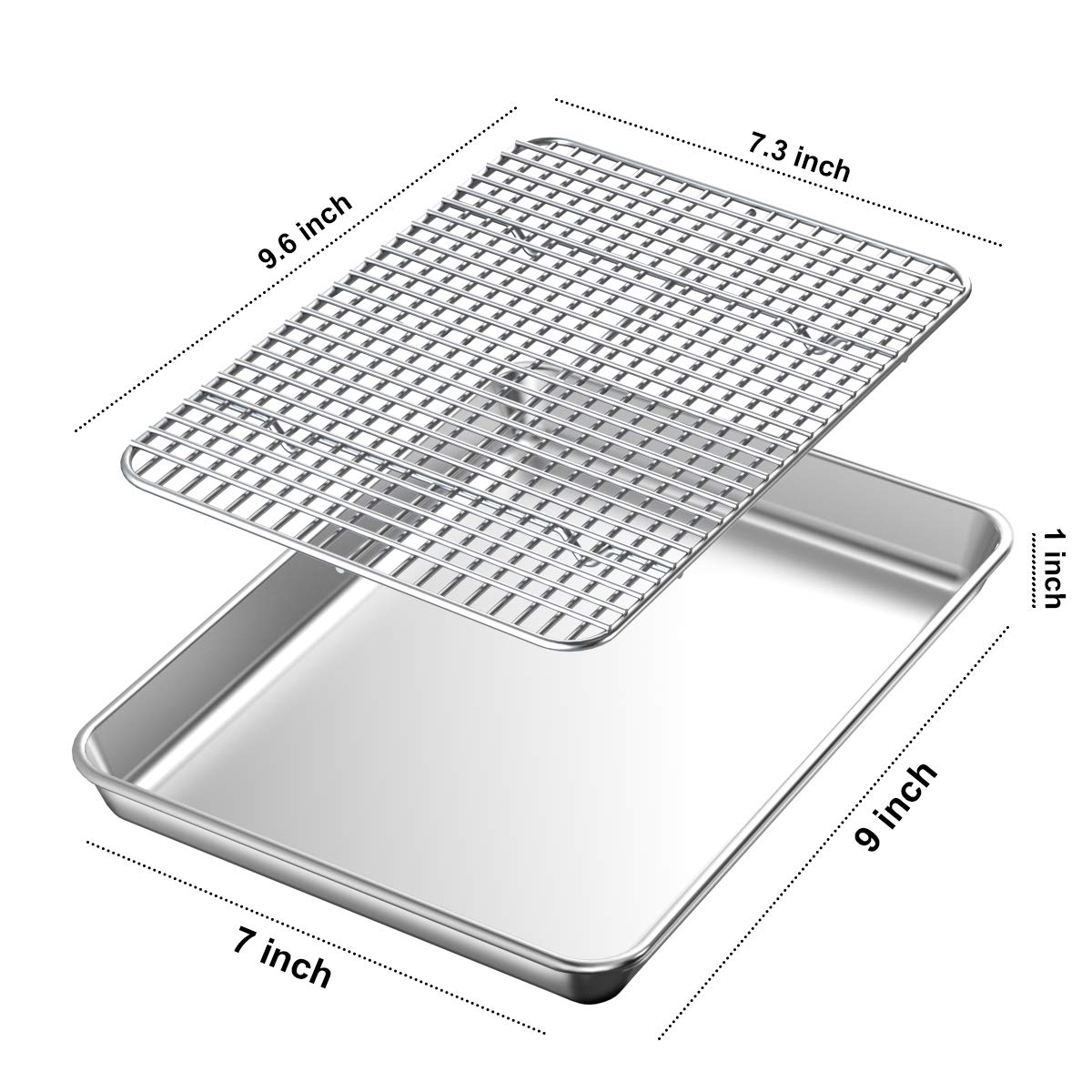 Baking Sheet With Rack Set [2 Pans + 2 Racks], Wildone Stainless Steel Cookie Sheet Baking Pan Tray With Cooling Rack, Size 10 X