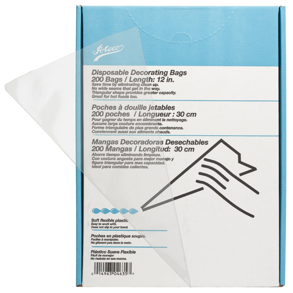 Ateco Soft Disposable Decorating Bags, 12-Inch, Pack Of 200, Made In Usa