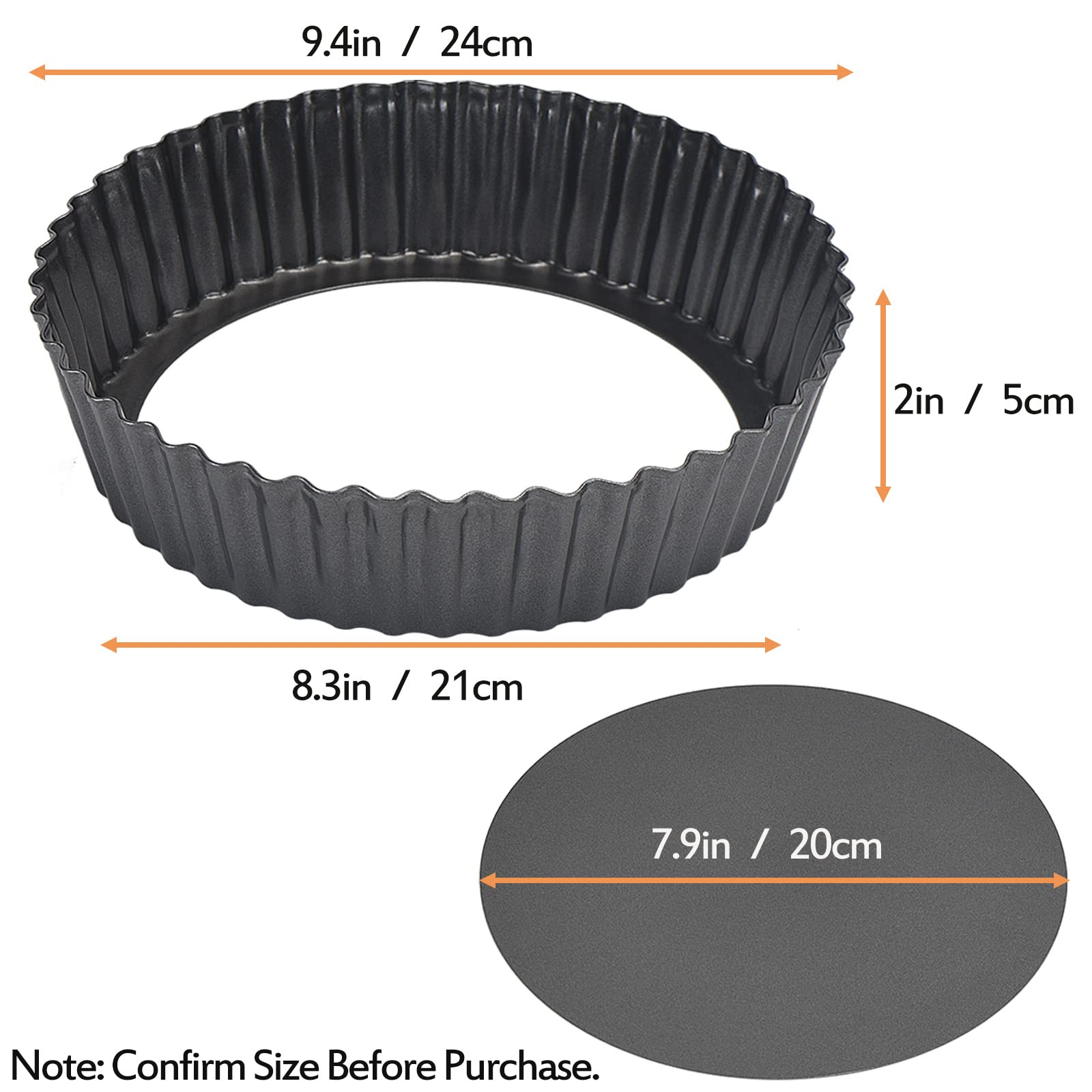 Kazozobi 2 Pack Nonstick Tart Pan, Quiche Pan, Carbon Steel Deep-Dish Pie Pan With Removable Loose Bottom (9.4 In)