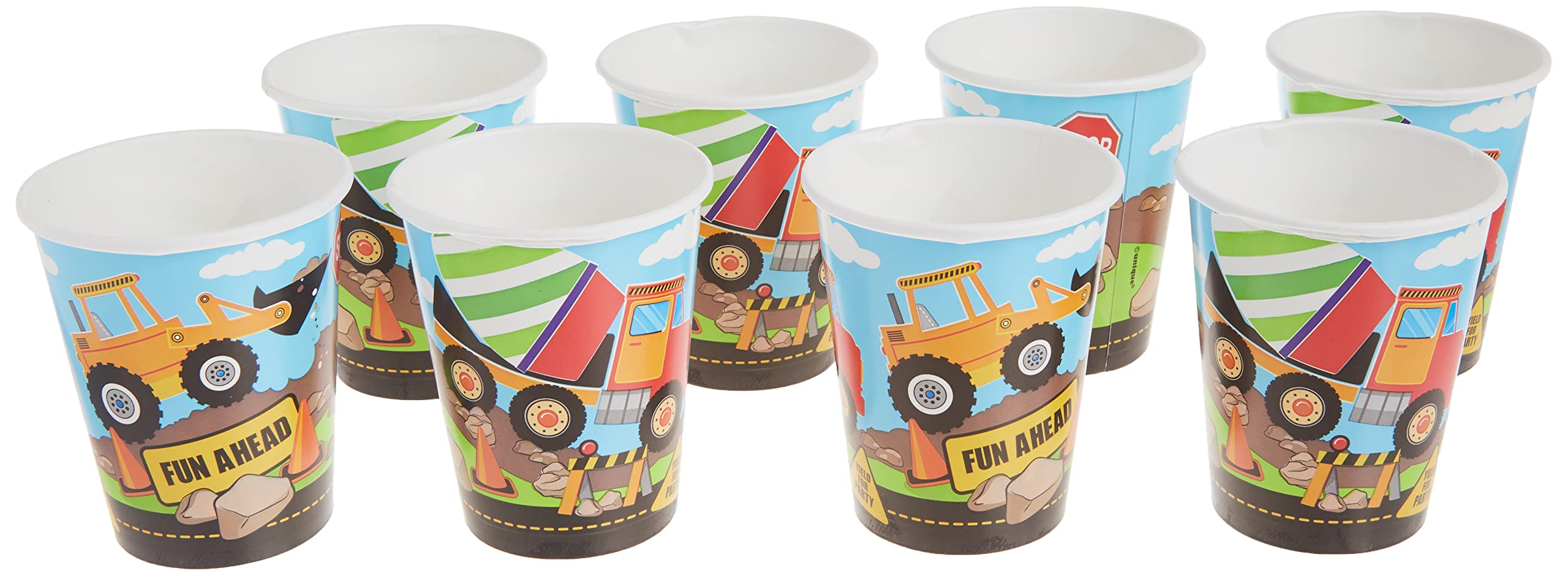 Multicolored Construction Party Paper Cups, 9 Oz. (8-Pack) - Perfect For Kids' Birthdays & Building-Themed Bash