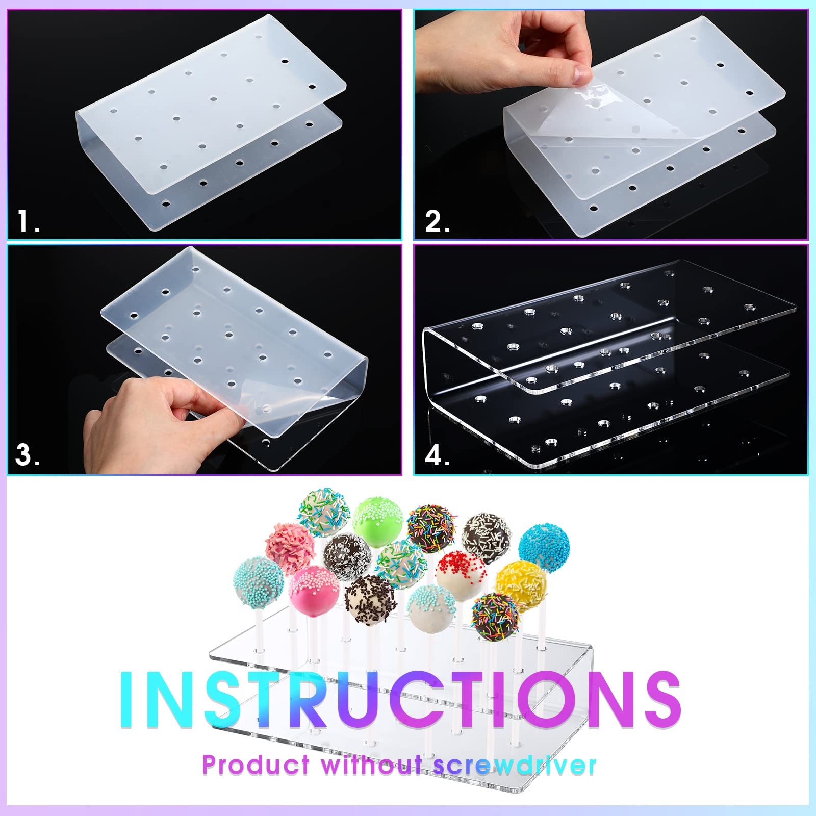 Cake Pop Maker Set, 12-Hole Silicone Cake Pop Mold With Lollipop Sticks, 15-Hole Acrylic Lollipop Holder, Measuring Cup, Decorat