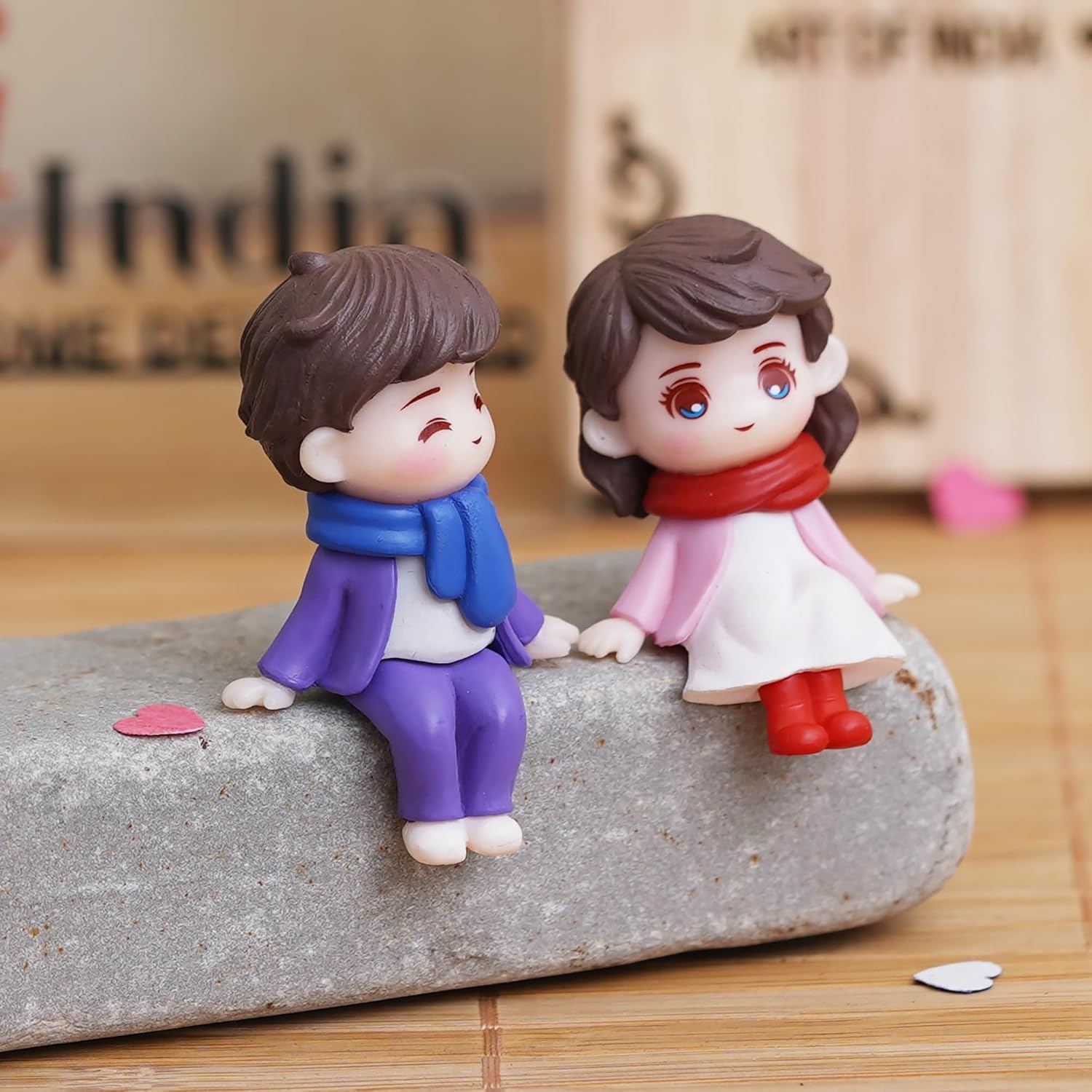 Ecraftindia Valentine Gift For Girlfriend Boyfriend| Plastic Cute Boy Girl Sitting Couple Statue Decorative Showpiece | Valentin