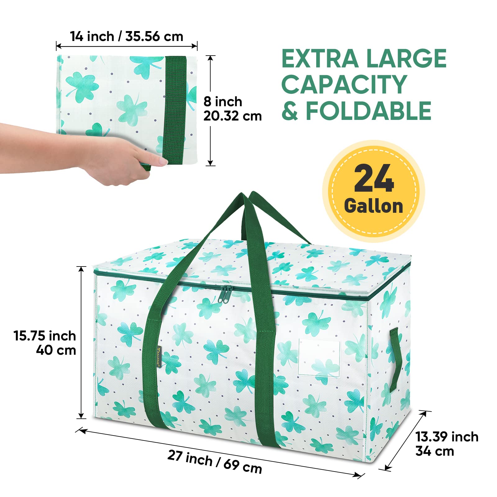 Baleine 2-Pack Oversized Moving Bags With Reinforced Handles, Heavy-Duty Storage Tote For Clothes, Moving Supplies (Clover, 2-Pa