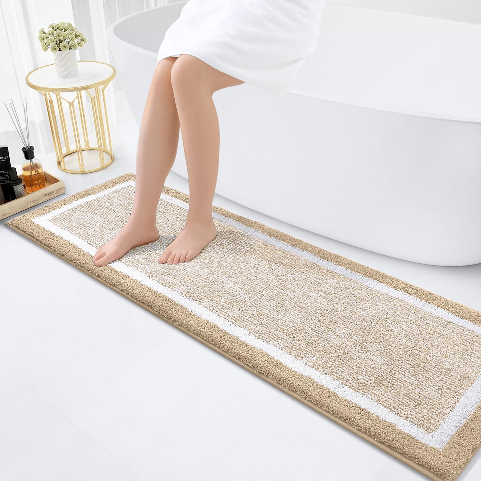 Olanly Bathroom Rugs 59X20, Extra Soft And Absorbent Microfiber Bath Mat, Non-Slip, Machine Washable, Quick Dry Shaggy Bath Carp