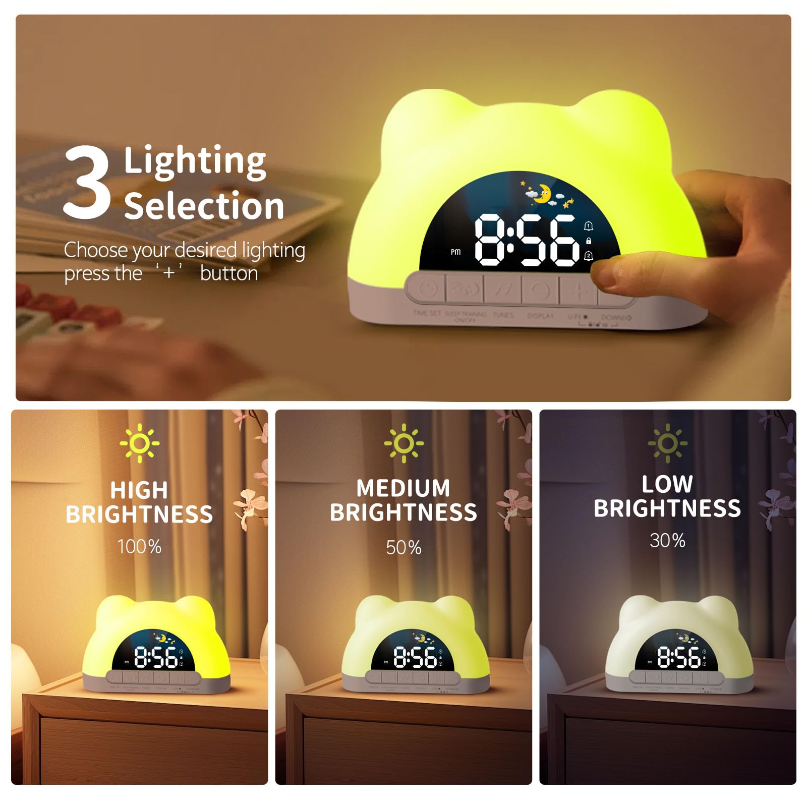 Hournor Kids Alarm Clock, Ok to Wake Alarm Clock for Kids, Toddlers Sleep Training Clock with 12 Colors Night Light for Bedroom,
