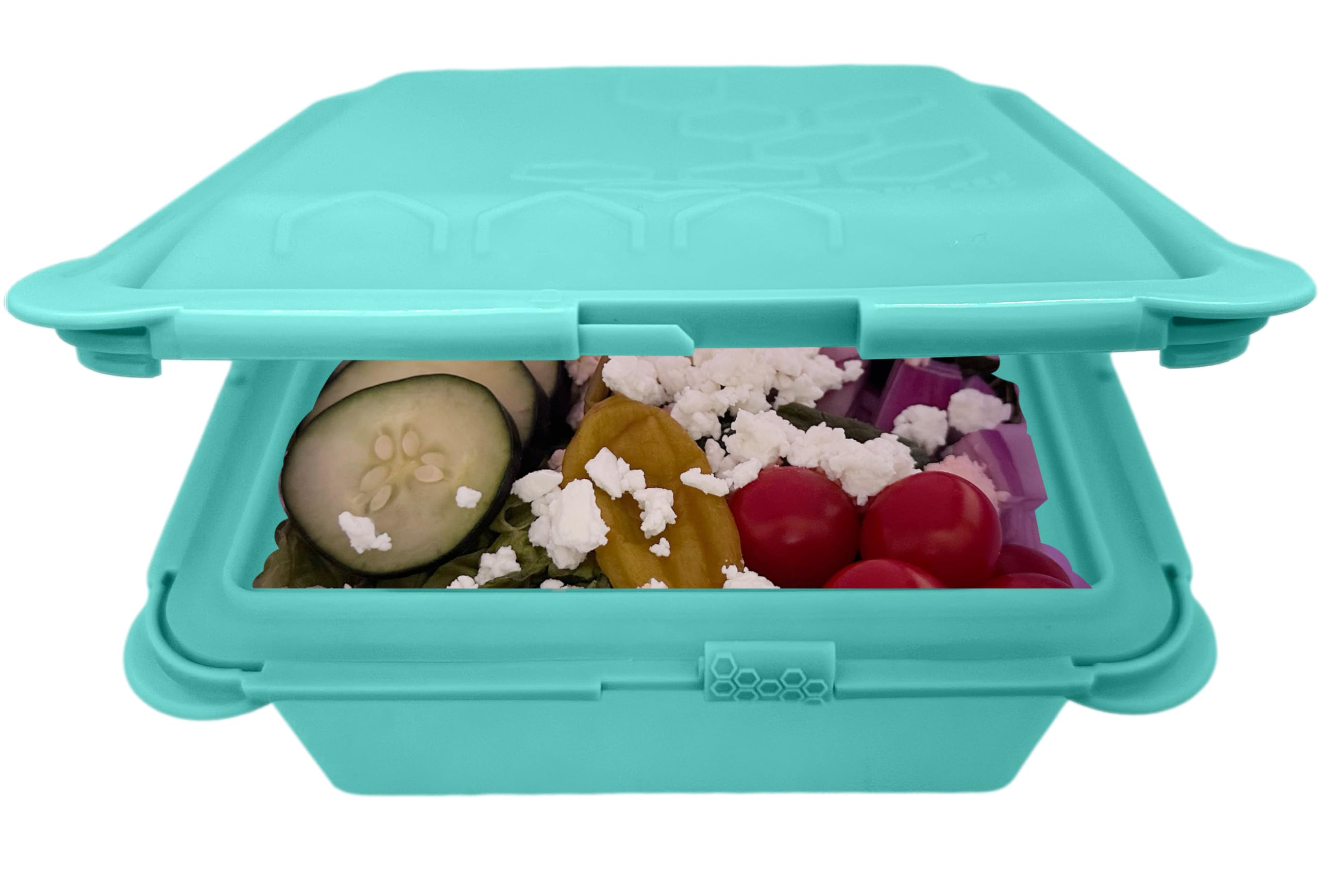 Big Bee, Little Bee  SoftShell XL Reusable Silicone Food Storage Container with Connected Clamshell Lid, Easy to Clean, Snaps C