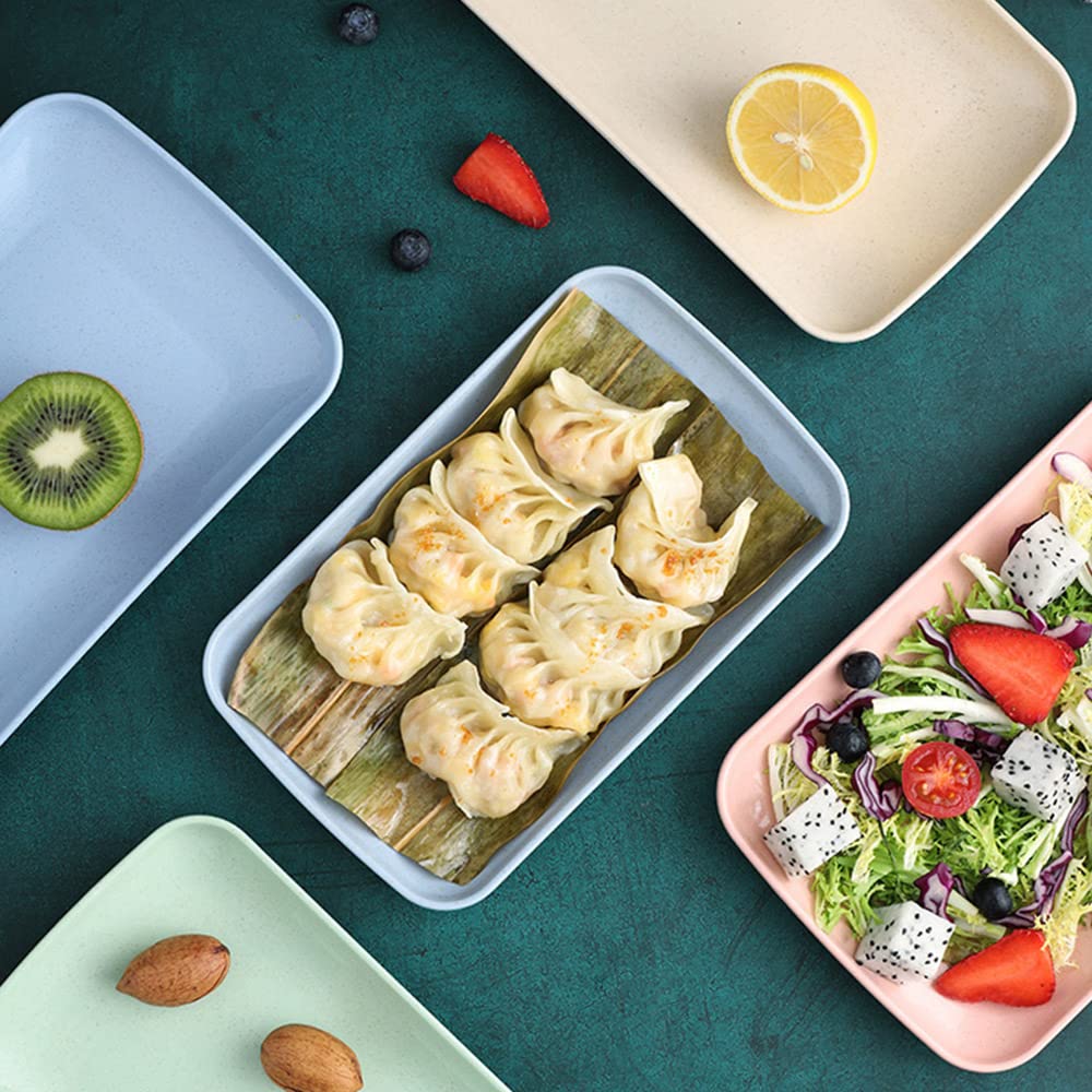 Roucerlin 4 Pack Unbreakable Wheat Straw Plates, Durable Lightweight Cake Plate, Small Reusable Snack Plate For Fruits, Pasta, S