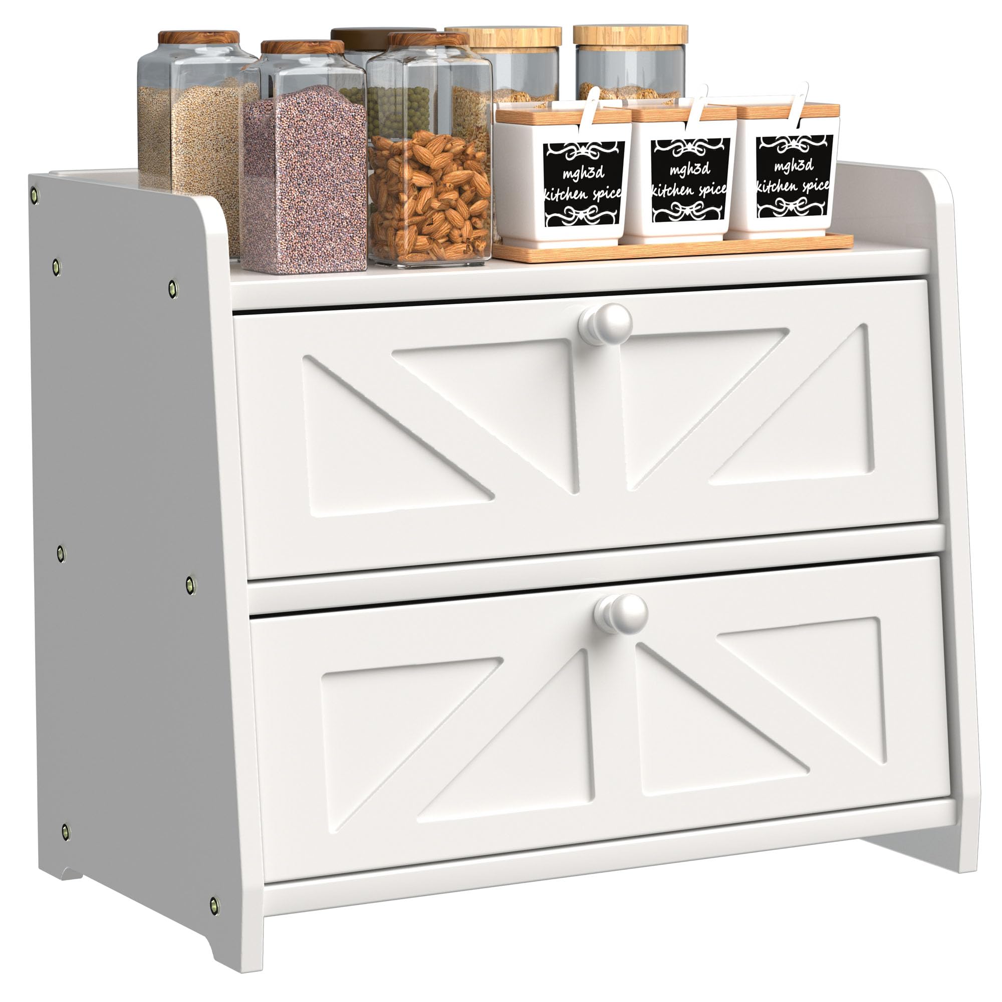 TQQDCI Bread Box for Kitchen Countertop, Double Layer Wooden Breadbox, Large Capacity Bread Storage Bin, Homemade Bread Storage 