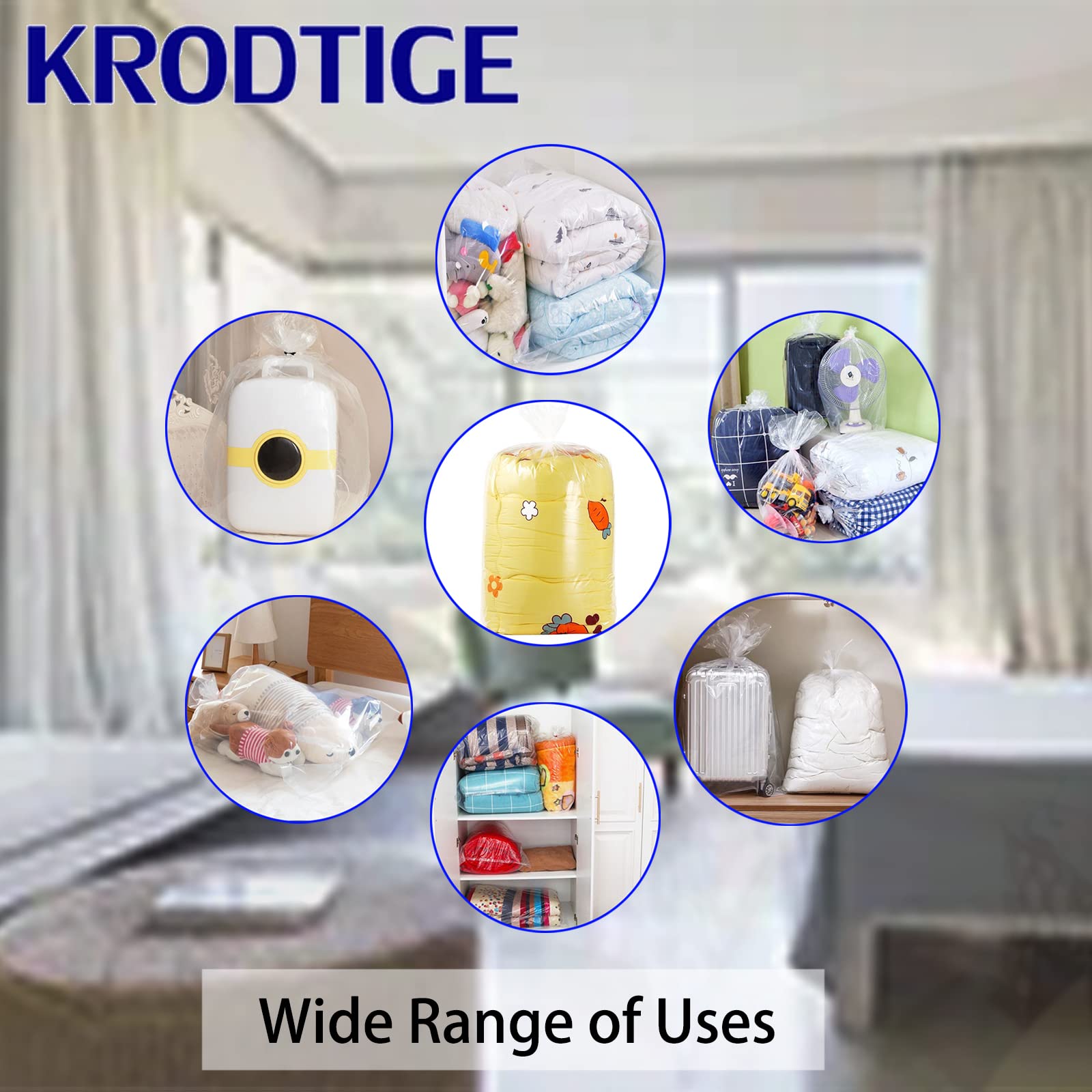 Krodtige 20 Pcs 30 X 40 Inch 1.4 Mil Large Clear Plastic Flat Open Poly Bags(With Bottom Gusset) + 20 Pcs Ties,Great For Big Plu