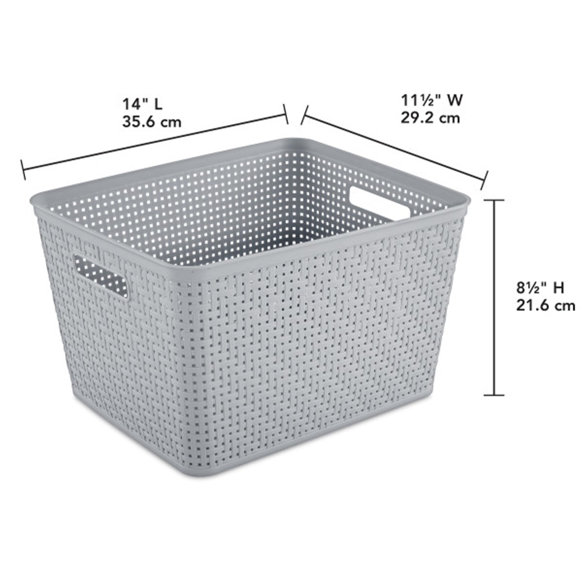 Sterilite 6 Pack Plastic Storage Bins, Tall Basket Organization Containers, Model 12936A06, Cement Color