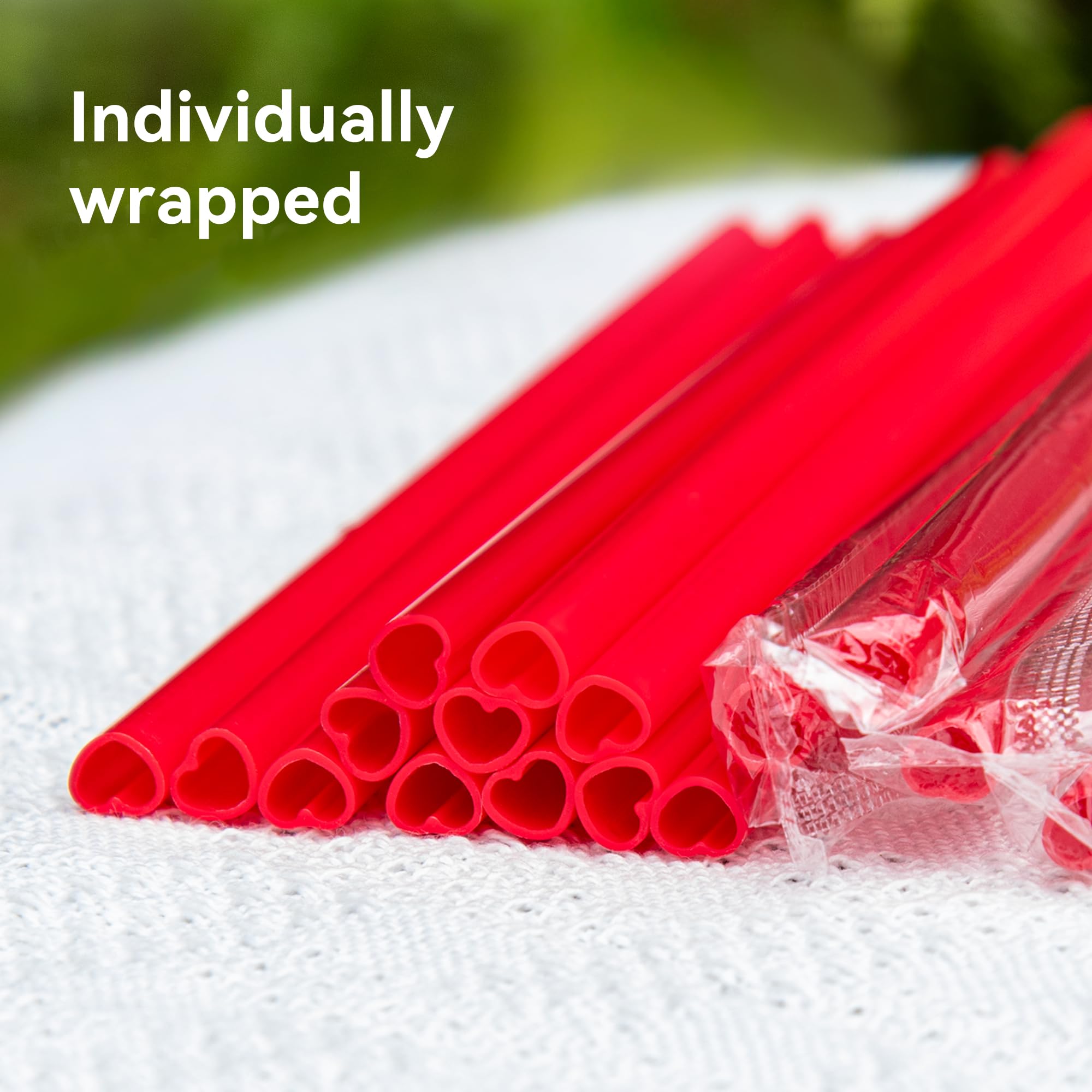 Prurex 100Pcs Heart Disposable Straws, Heart Shaped Drinking Straws Fits Valentines Day, Parties And Special Occasions Celebrati