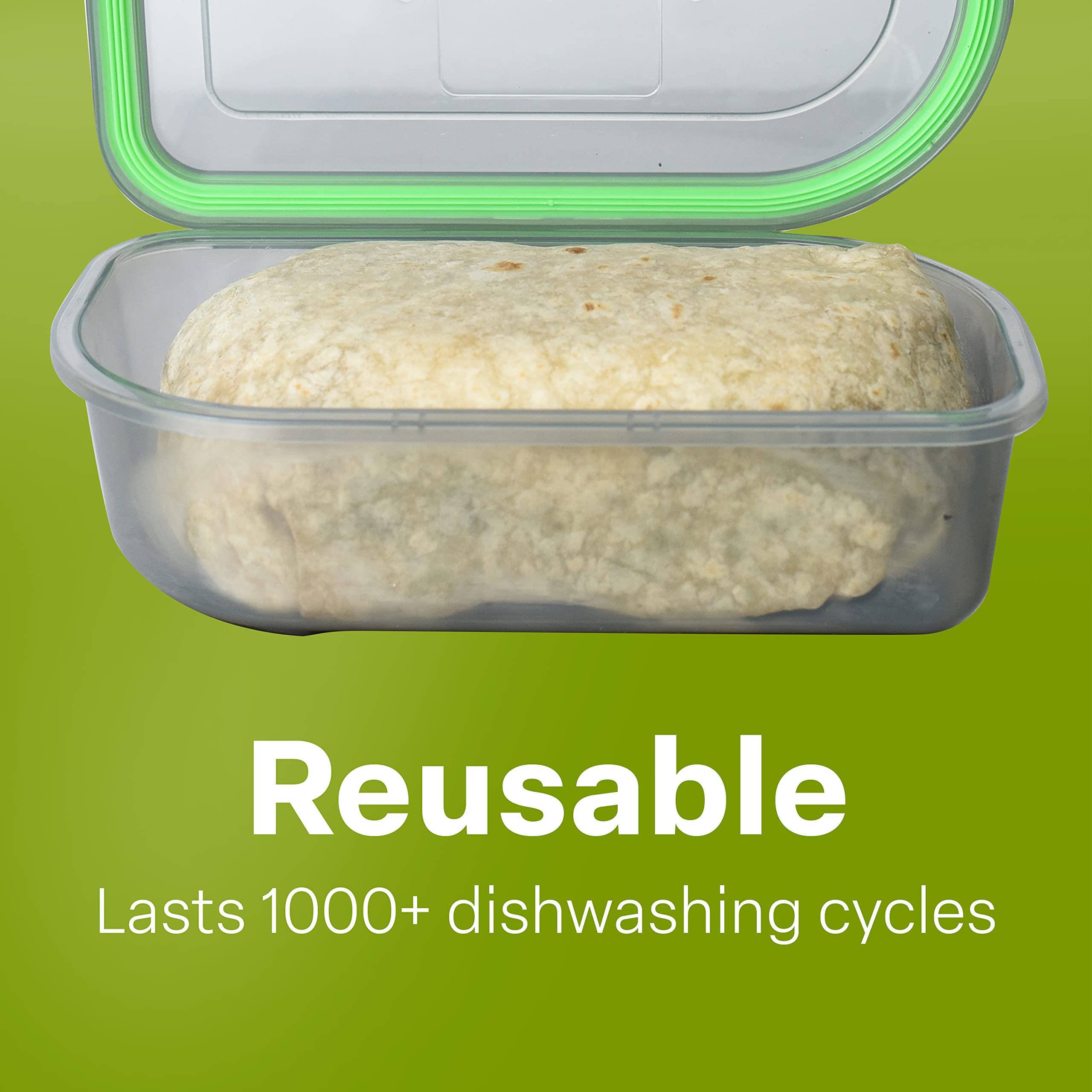 Mygo Container Half-Sized To-Go Single Compartment Container, 8'' X 5'' X 2-1/2'', Reusable, Microwave Safe, Nsf Certified, Smok