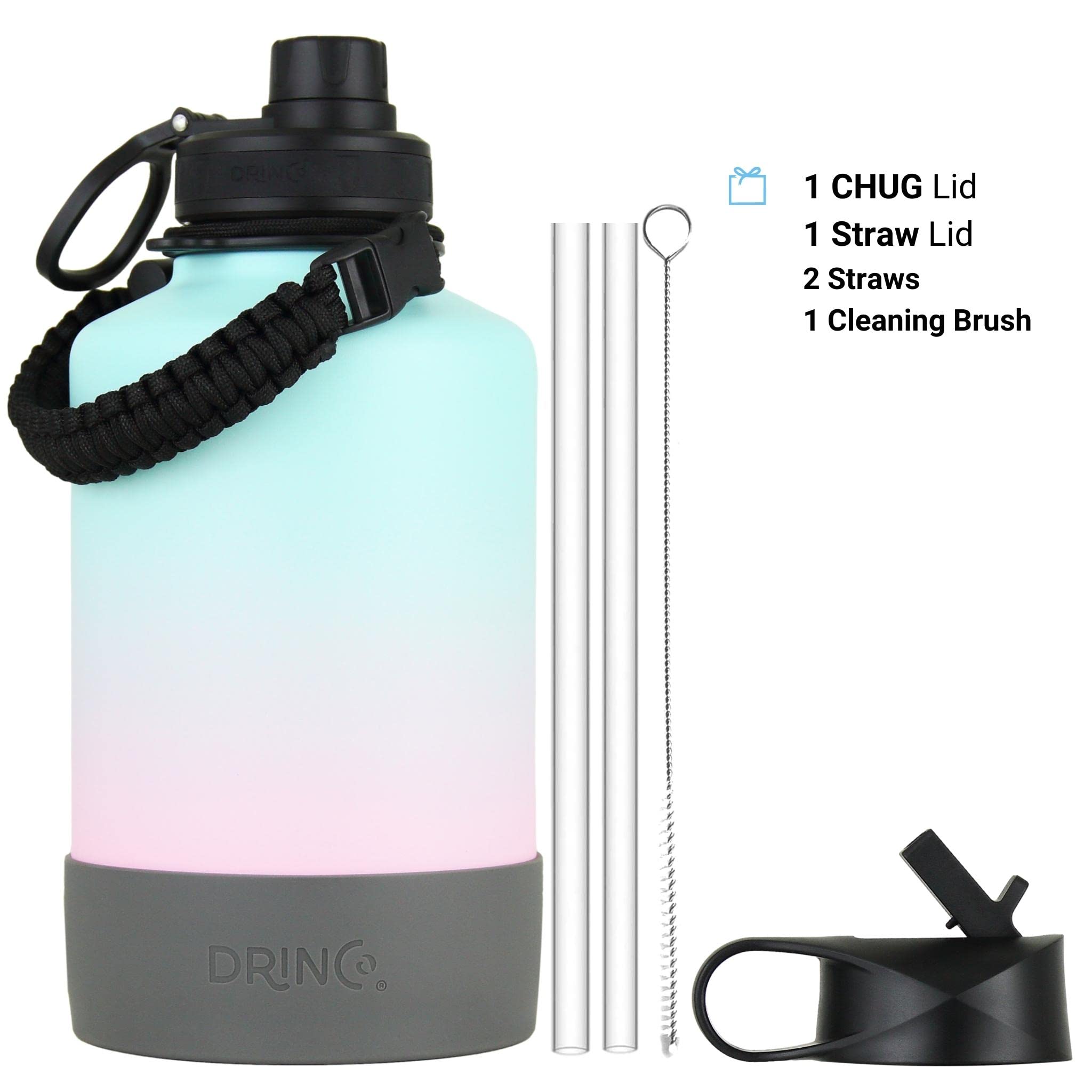 Drinco Stainless Steel Water Bottle Spout Lid Vacuum Insulated Double Wall Water Bottle Wide Mouth (64Oz 40Oz 32Oz 22Oz 18Oz 14O