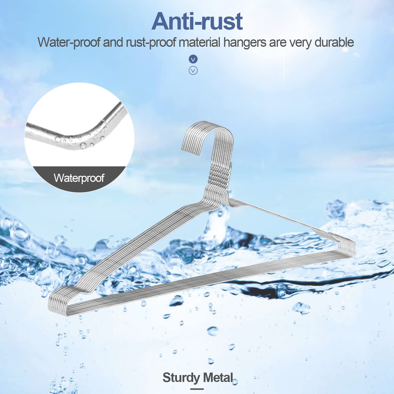 Specilite Wire Metal Clothes Hangers Bulk 100 Pack With Groove, 16.7 Inch, 12 Gauge Ultra Thin, Non Slip, For Standard Size Suit
