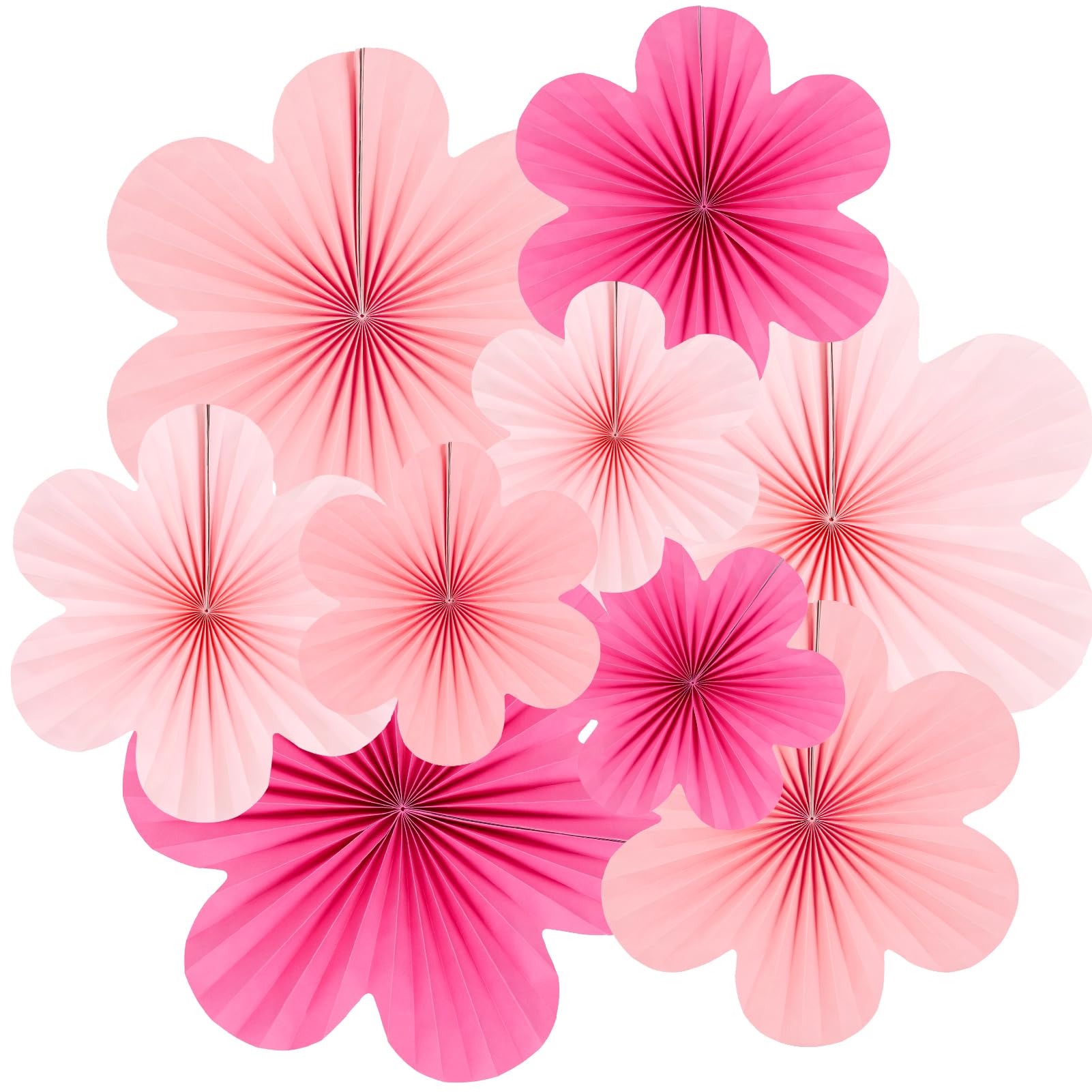 Easy Joy Hot Pink Paper Flowers Decorations For Wall Pink Paper Fans Classroom Decoration Paper Floral Backdrop Decor Paper Fans