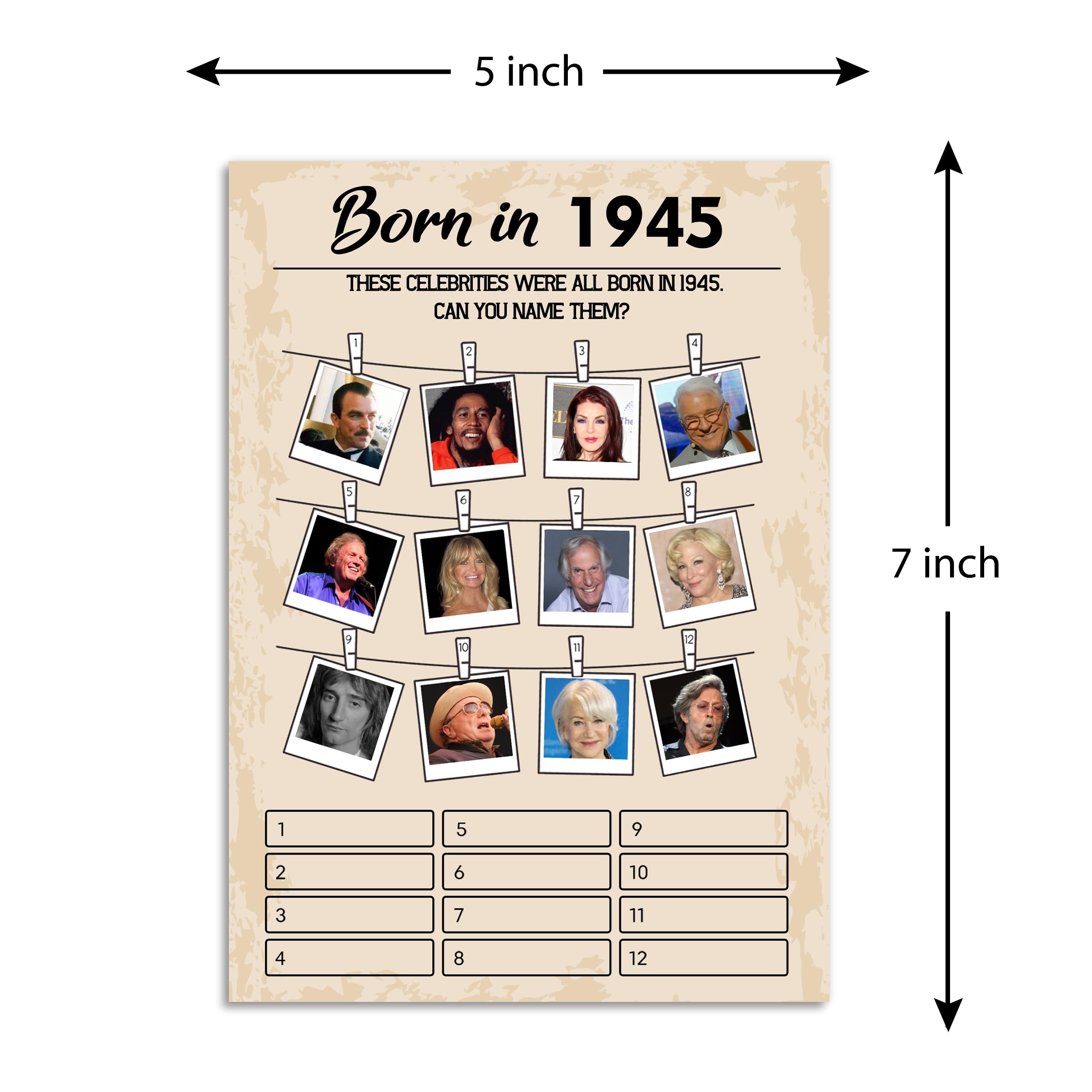 80Th Birthday Party Games, Born In 1945 Games Bundle, Set Of 5 Activities For 10 Guests, Birthday Party Supplies For Adults, Pac