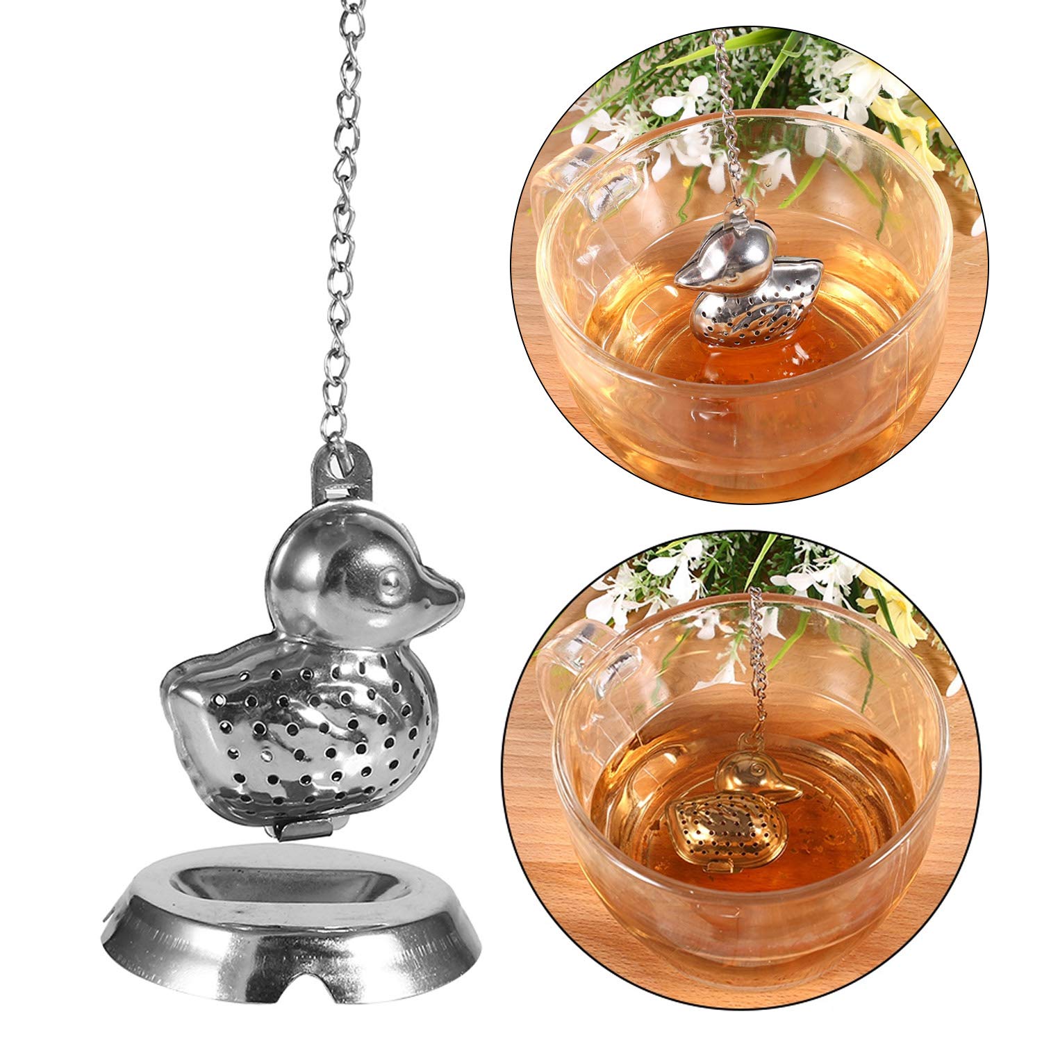 Duck Tea Infuser, Stainless Steel Infuser Herbal Spice Infuser Ball Strainer With Chain Hook Spices And Seasonings (Duck)